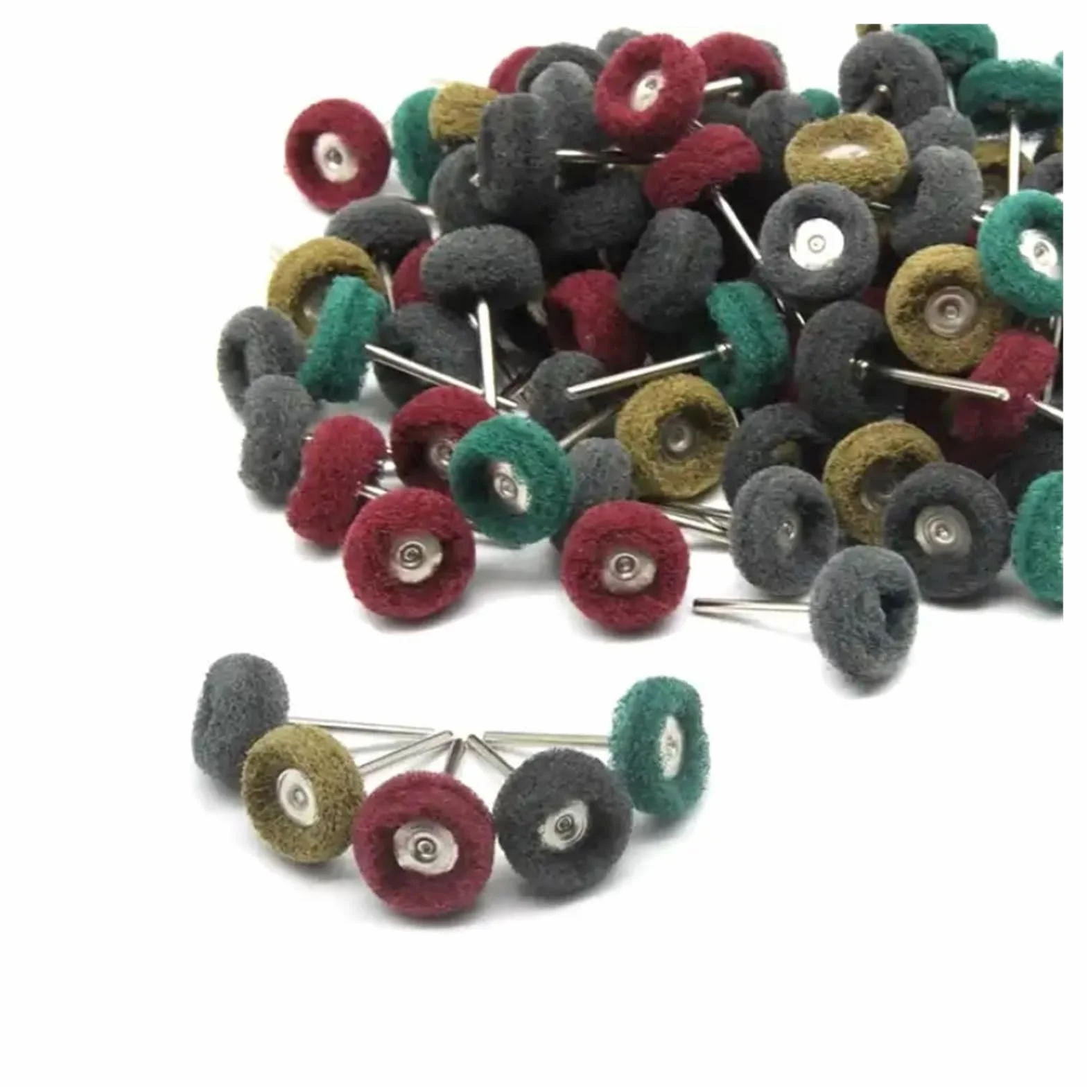 Zestaw głowic szlifierskich z włókna nylonowego do polerowania i gratowania narzędzi obrotowych(Green,3mm shank -100pcs)