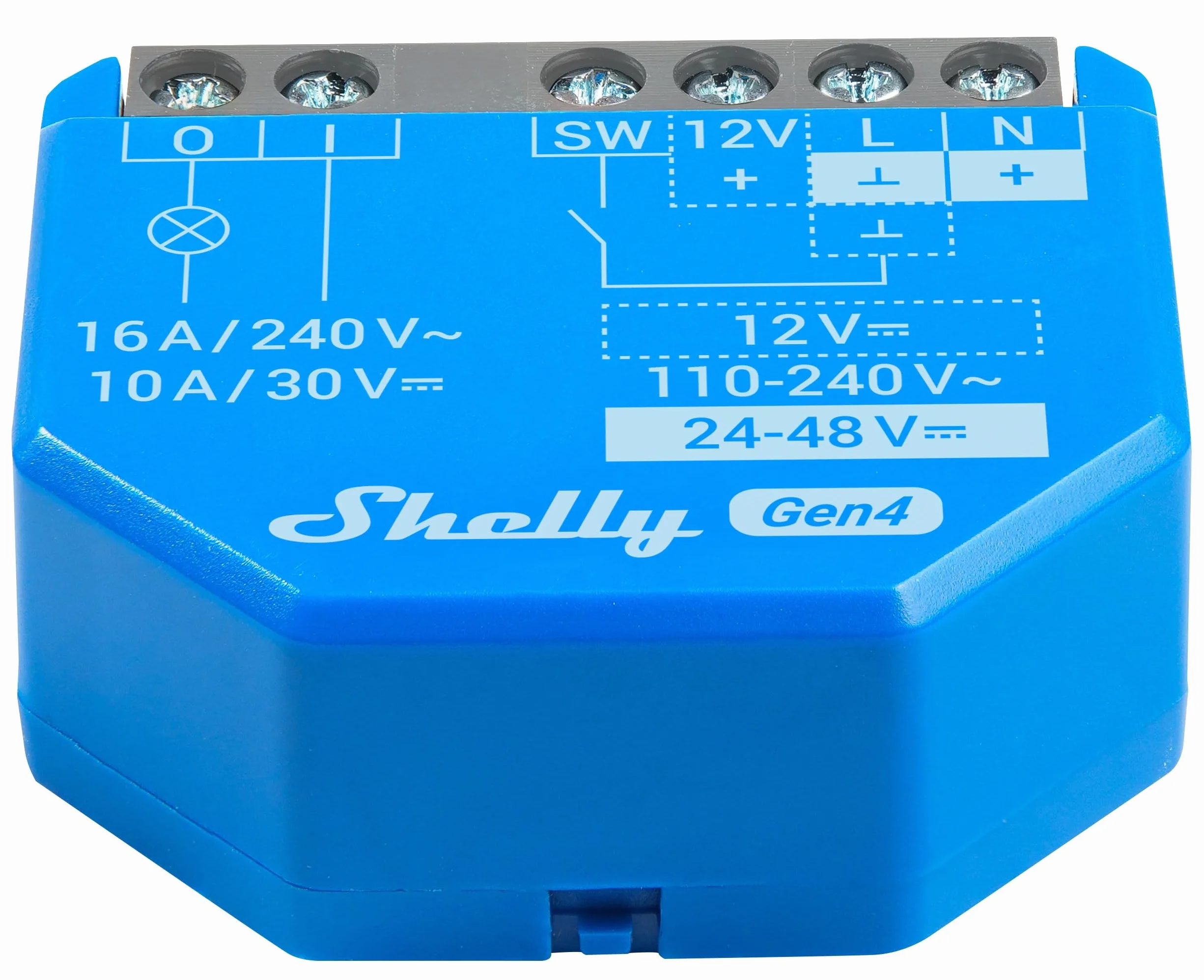 SHELLY Przekaźnik 1 Gen4, 16 A, WLAN, Bluetooth, niebieski, 3 sztuki