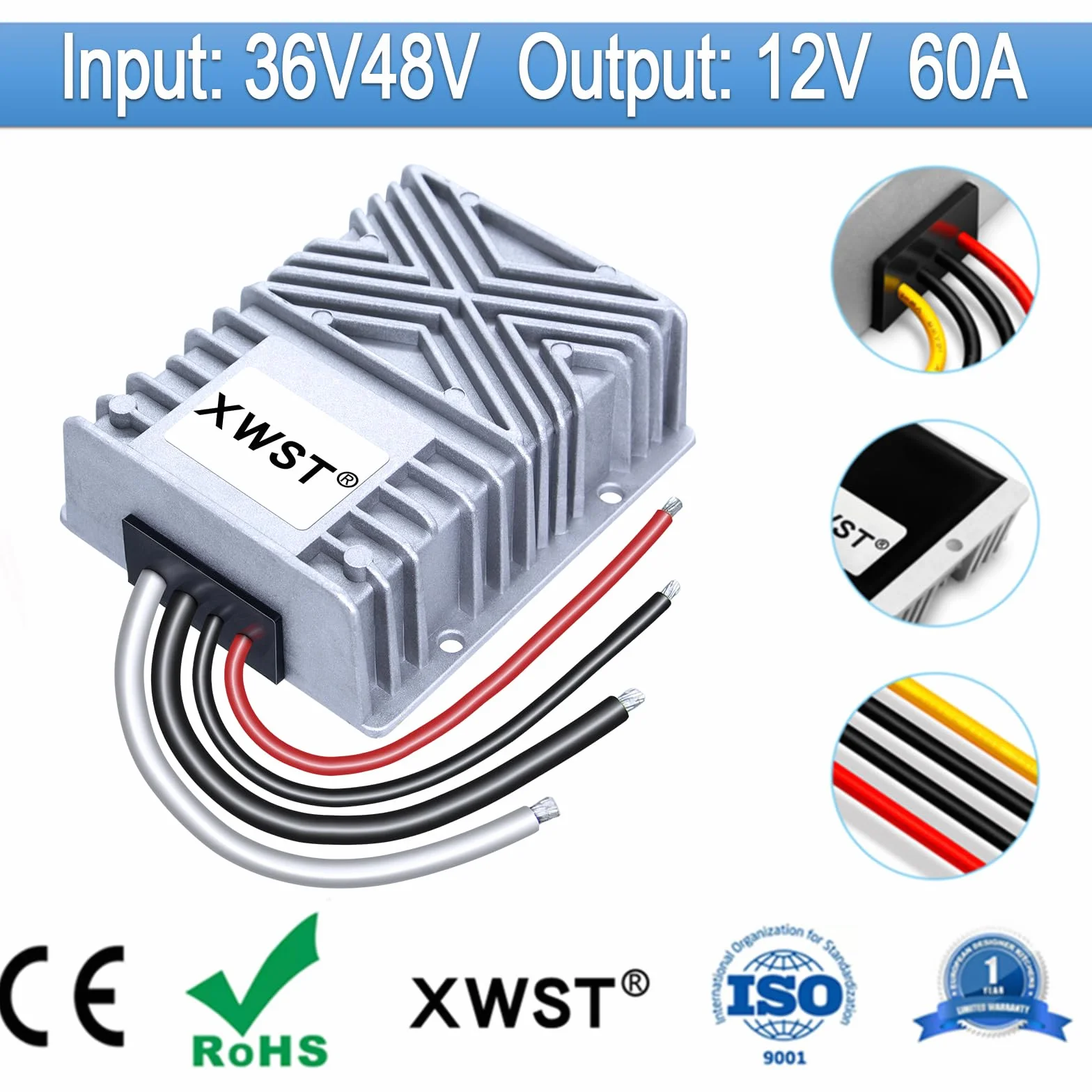 Przetwornica napięcia DC 36/48V na 12V 60A 720W konwerter samochodowy