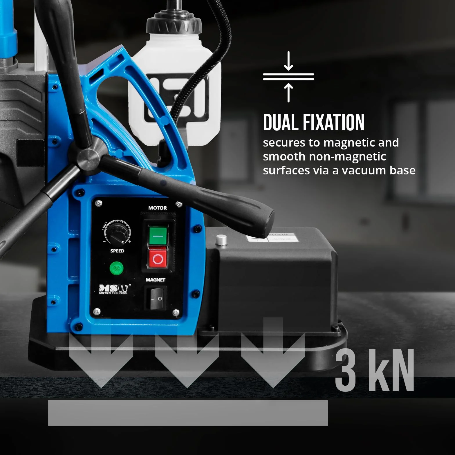 MSW wiertarka magnetyczna z próżnią 1650 W 560 obr./min 3 kN do wierteł 50 mm wiertarka rdzeniowa wiertło magnetyczne