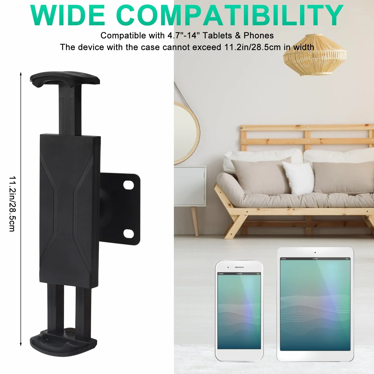 Uchwyt ścienny na tablet 360° uniwersalny 4,7-14'' iPad iPhone Galaxy Tab Kindle