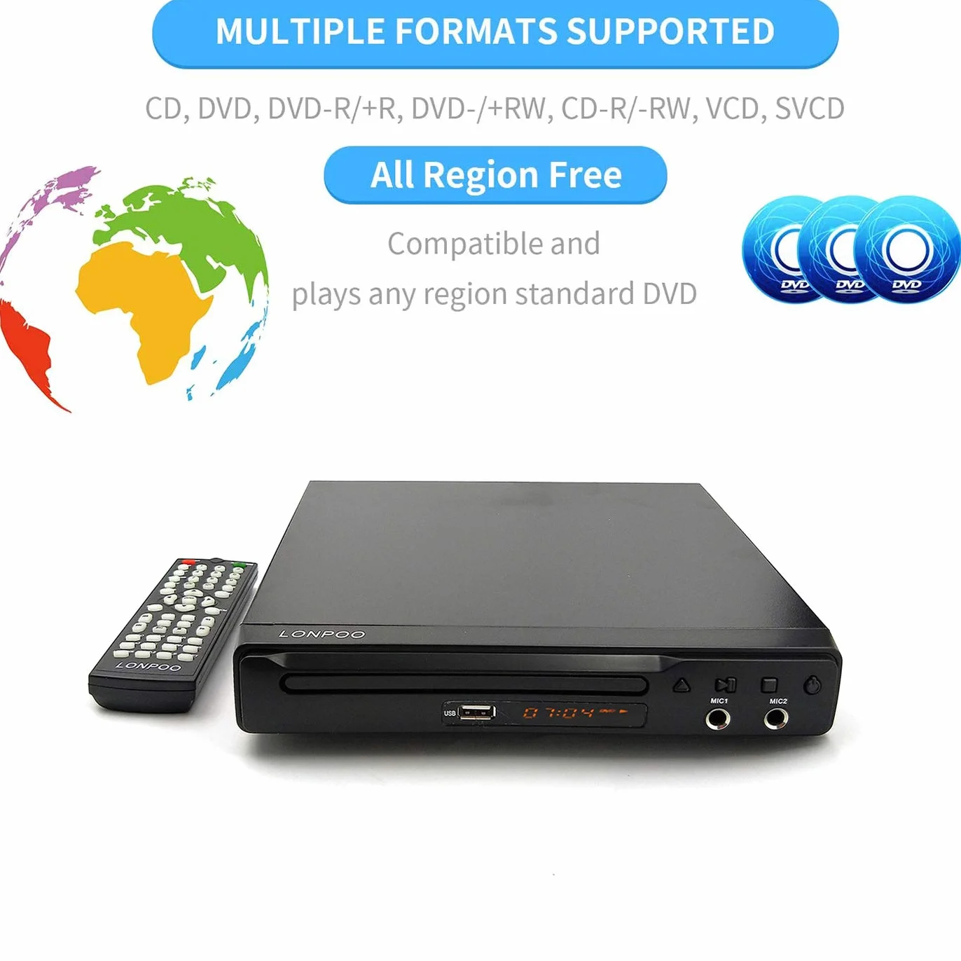 Odtwarzacz DVD LP-077 z HDMI AV Scart USB, metalowa obudowa