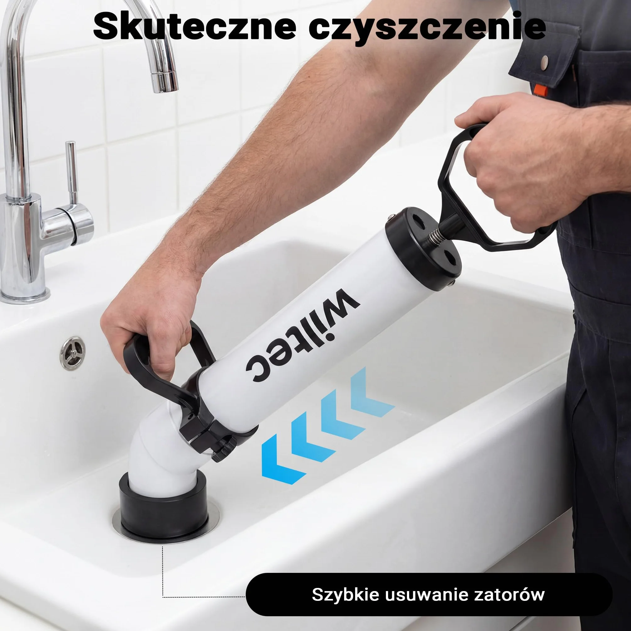 Wiltec Wysokociśnieniowa pompa do czyszczenia rur szybkie usuwania zatkań oczyszczacz odpływów WC