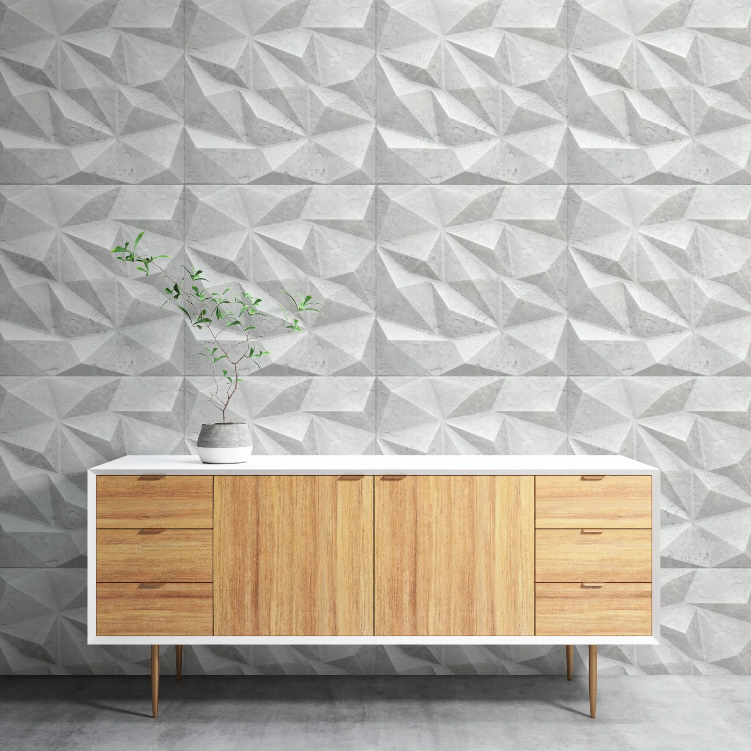 Deccart - Panele ścienne 3D 50x50 cm - okładziny ścienne dekoracyjne, okładziny sufitowe, płyty styropianowe, EPS-polistyren, Brylant, 2 m², 8 sztuk, wygląd betonu