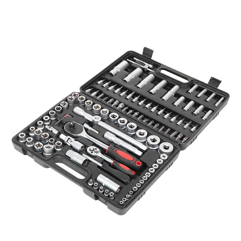 Cocoarm Zestaw Kluczy Nasadowych Nasadowych 108 szt. Stal Chromowo-wanadowa 1 2 w 1 4 Cale Kombinacja Kluczy Tulejowych z Super Lock Design do Narzędzi do Naprawy Samochodów Warsztat Garaż Domowy