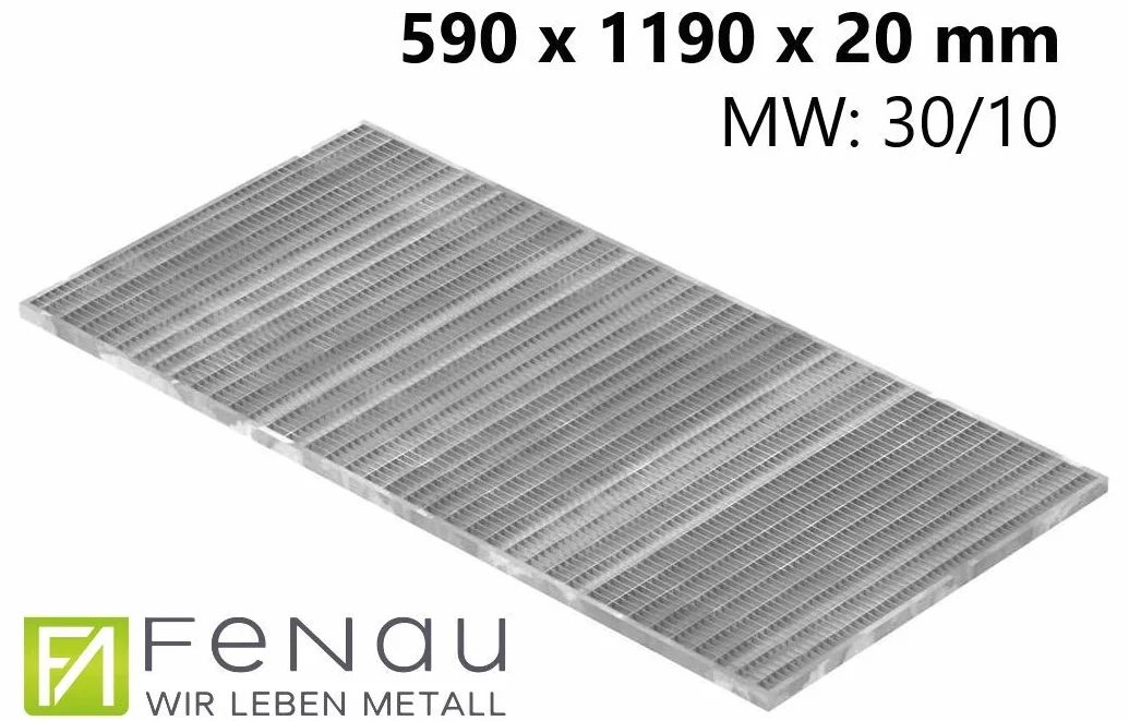 Fenau – 590 x 1190 x 20 mm – Ruszt kratowy, MW: 30/10 mm, ocynkowany, ruszt dla ramy: 600 x 1200 x 23 mm, standardowy ruszt budowlany do szybu wentylacyjnego