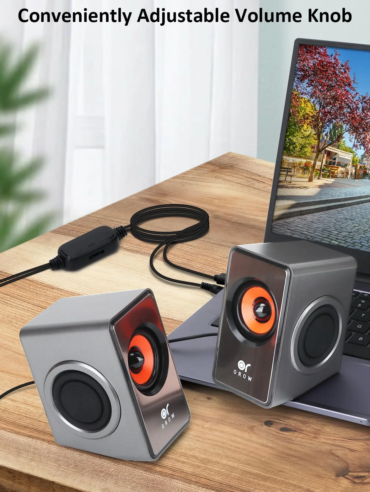 OROW głośnik PC 12 W mini głośnik USB z membraną basową srebrny