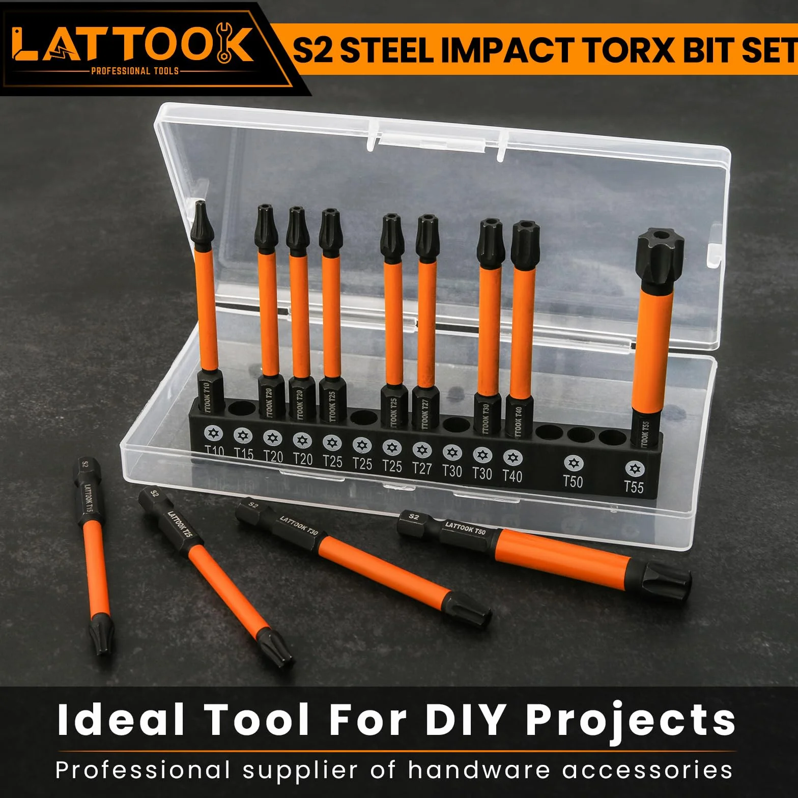 Zestaw bitów Torx Impact Torx, zestaw bitów Torx zabezpieczający przed manipulacją, stal magnetyczna S2, długość 3 cali, T10-T55