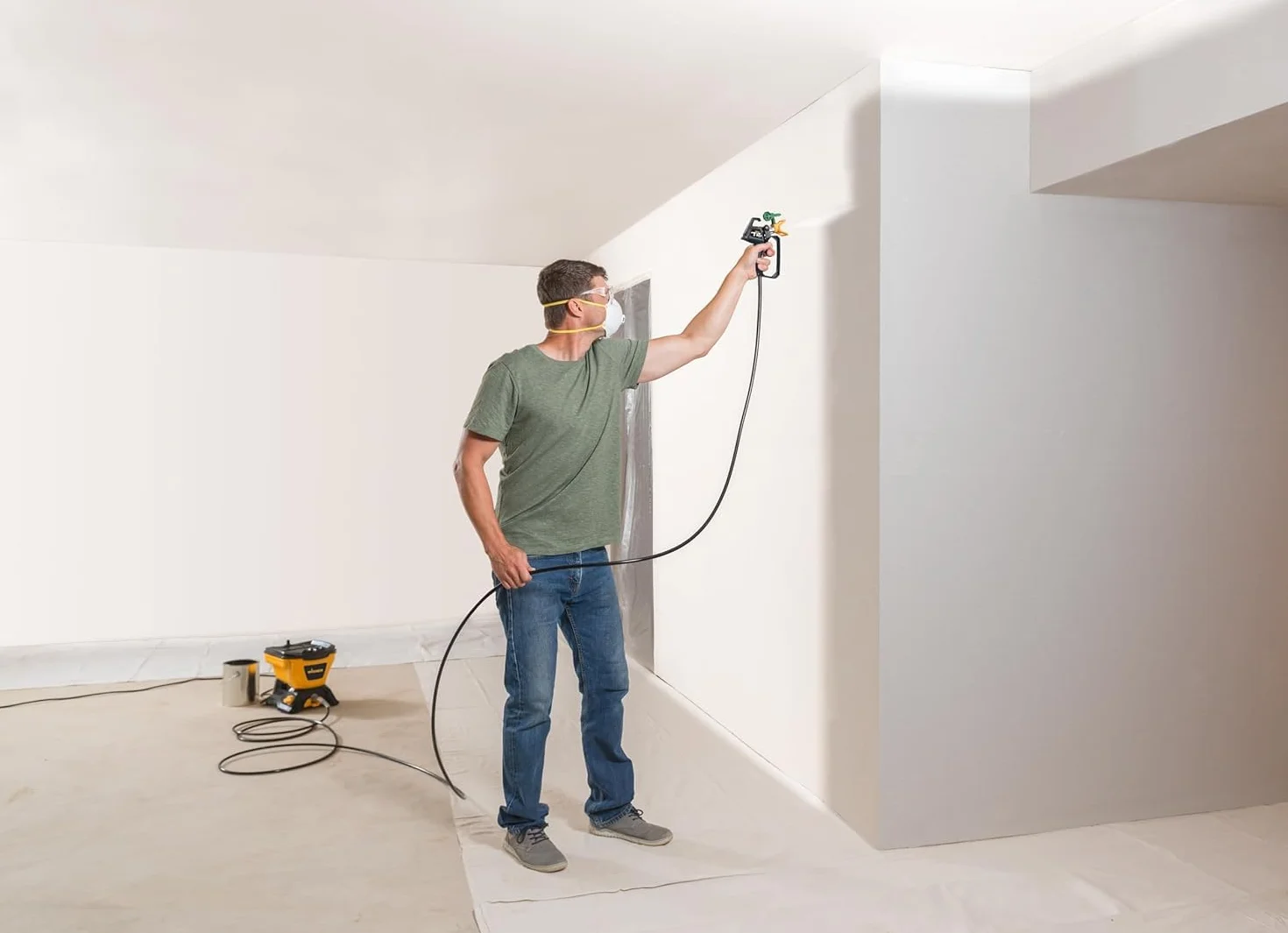 WAGNER System natryskowy Airless Control 150 M do kolor ściany, lakiery, glazura, drewna i ochrona antykorozyjna wewnątrz i na zewnątrz, 0-900ml/min, 110bar, pojemność pojemnika 5500ml, wąż 7,5m