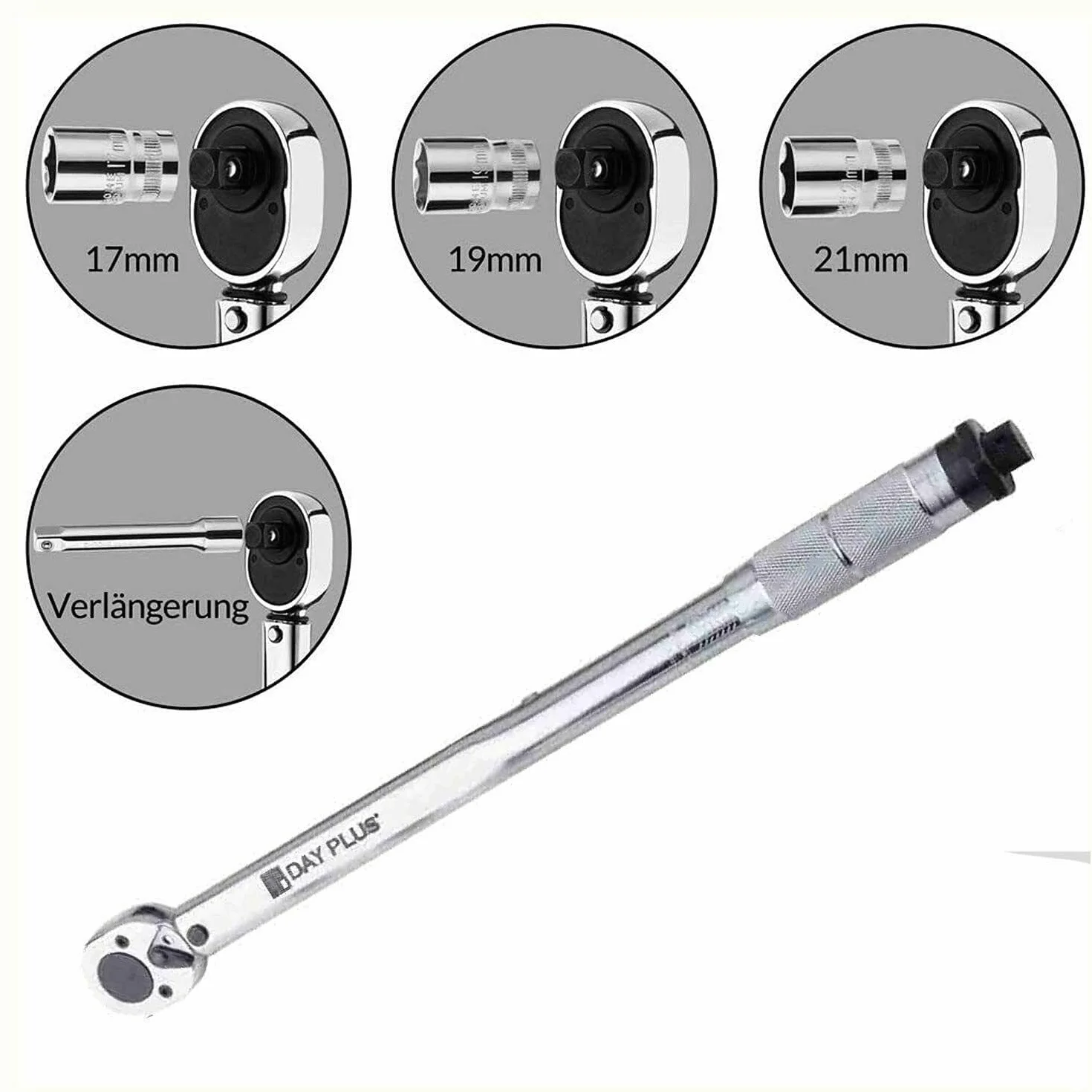 Klucz dynamometryczny 1/2" 0,5 cala z grzechotką, kwadratowym napędem 28-210 Nm Klucz do nakrętek kół z zestawem nasadek 17 mm 19 mm 21 mm, listwą ExBar i schowkiem, zestawem do konserwacji roweru s