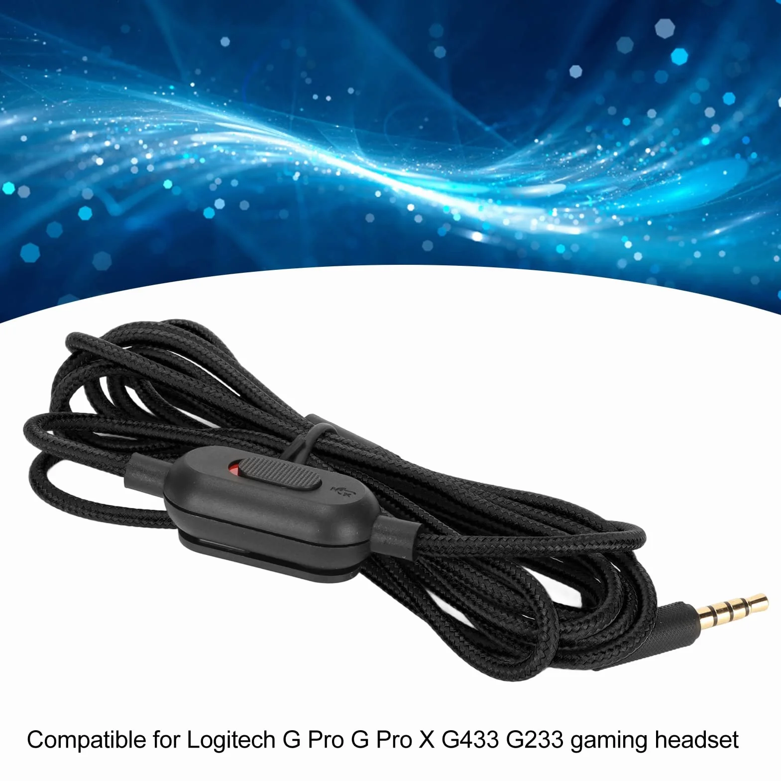 Kabel do Zestawu Słuchawkowego z Regulacją Głośności, Przewód Aux do Gier, Kompatybilny z G Pro G Pro X G433 Czarny