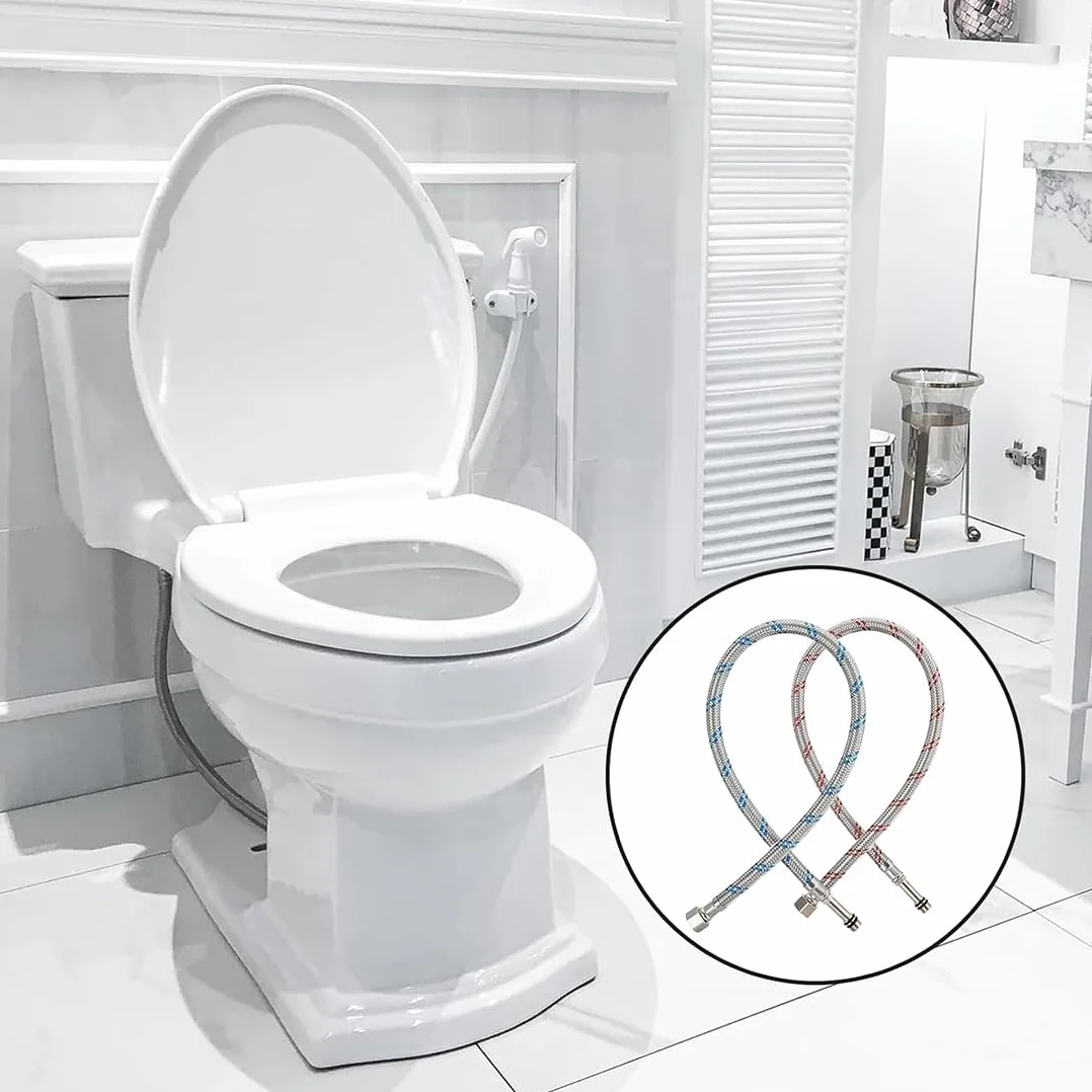 Wąż pancerny 3/8 cala – wąż elastyczny ze stali nierdzewnej 60 cm – kran przedłużający G3/8 x M10 – wąż przyłączeniowy do armatury kuchennej i łazienkowej, 2 sztuki
