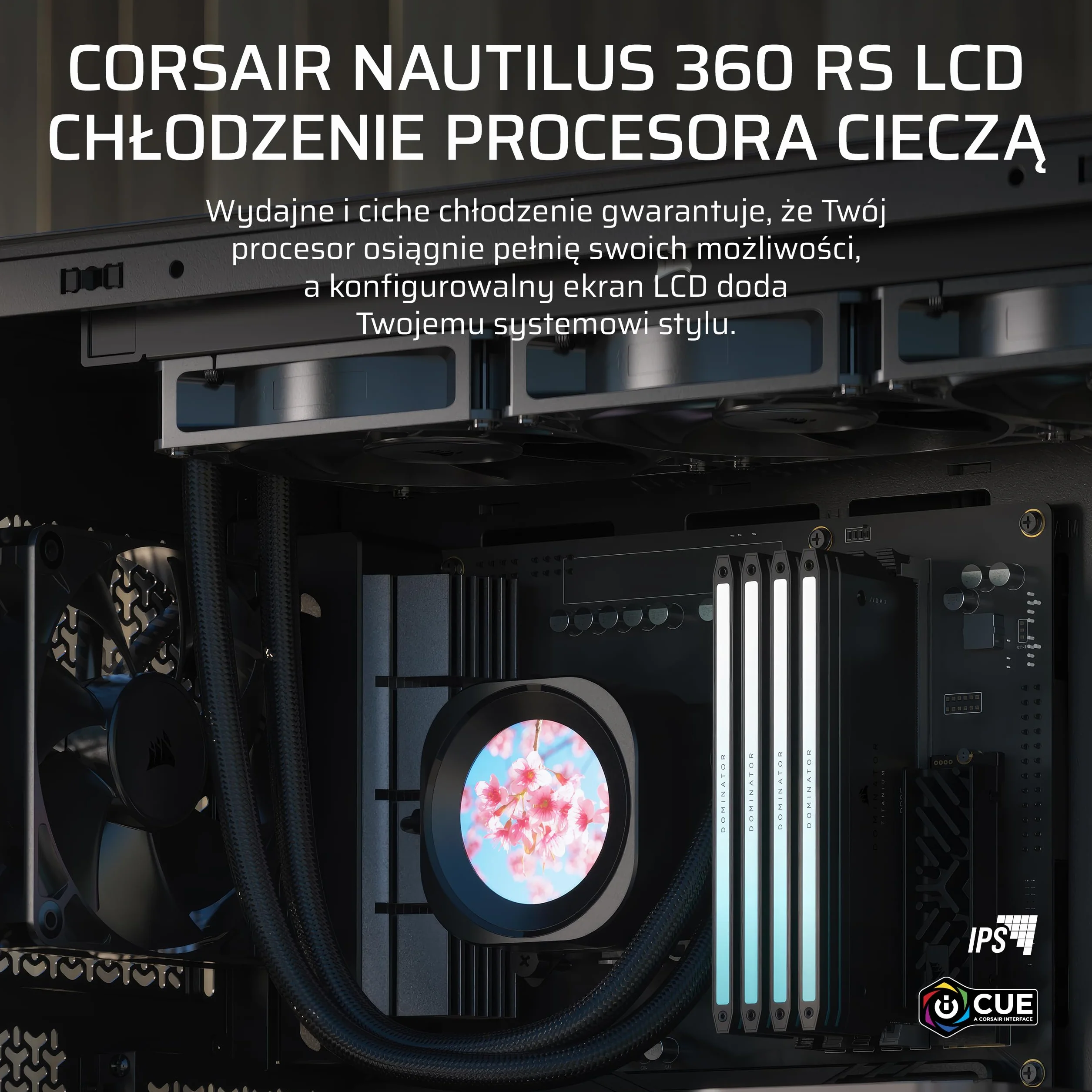 CORSAIR NAUTILUS 360 RS LCD Układ Chłodzenia CPU Cieczą 360mm AIO Intel LGA 1851/1700 AMD AM5/AM4 Czarny