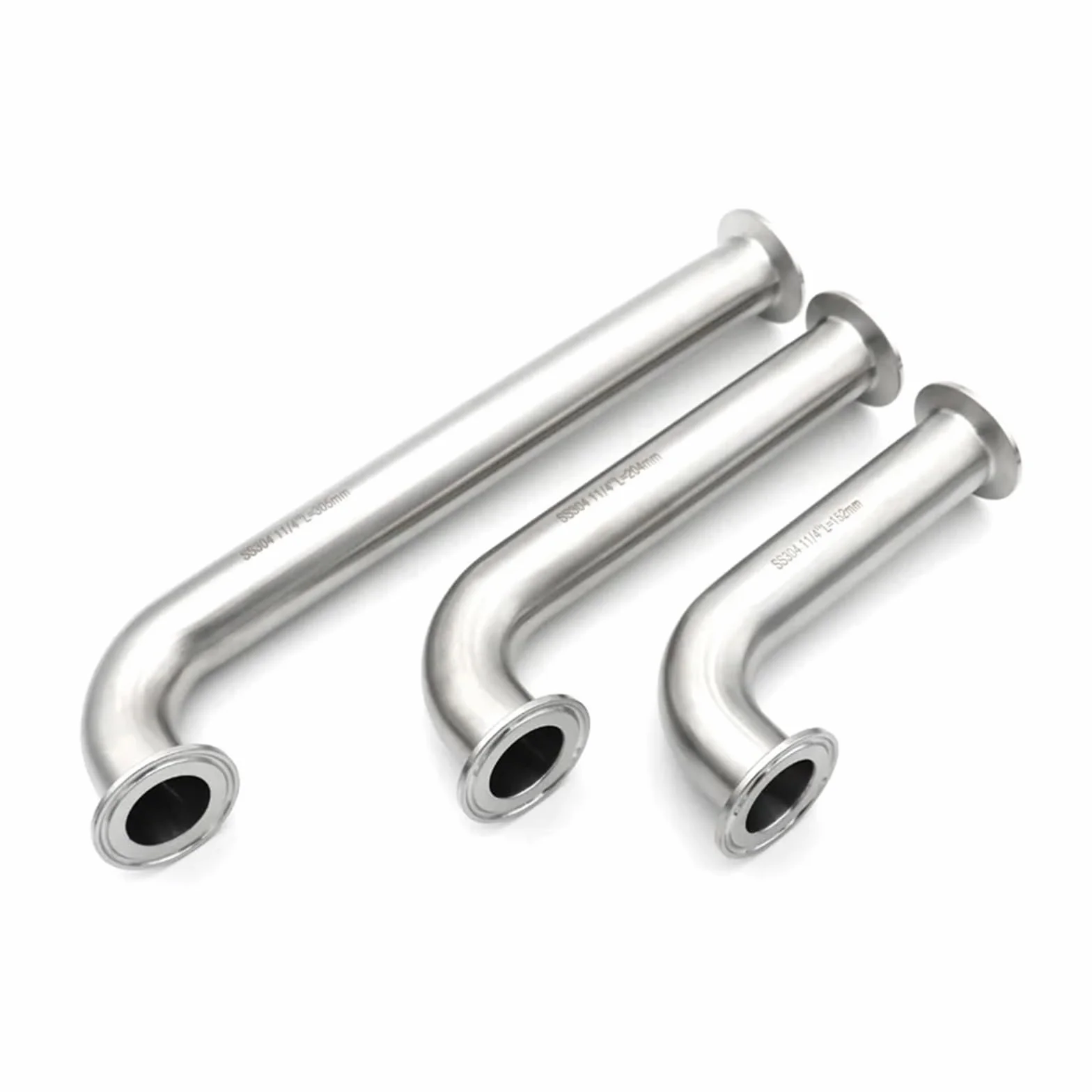 Revive Furniture Złączka do rur sanitarnych Homebrew 304/316L ze stali nierdzewnej 90 stopni Tri Clamp, z długim przedłużeniem, 25, 38, 51 mm, 1"1,25"1,5"2"(OD51x64,L457MM_SS316L)
