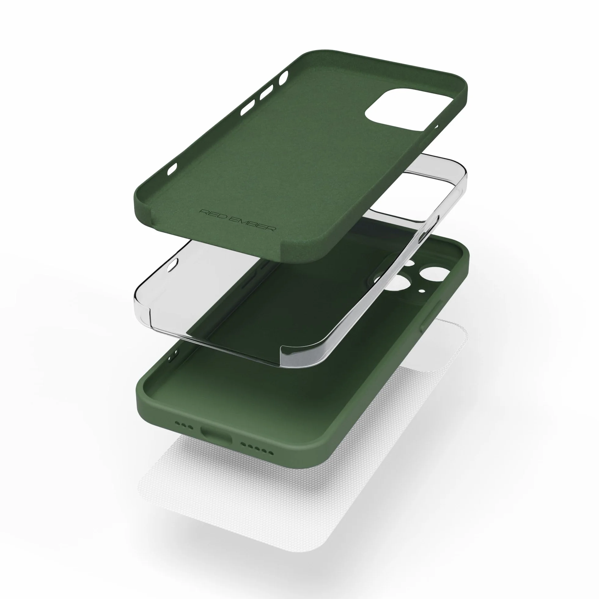 Etui ochronne z płynnego silikonu Red Ember na iPhone 13, odporne na wstrząsy, matowe wykończenie, zielony