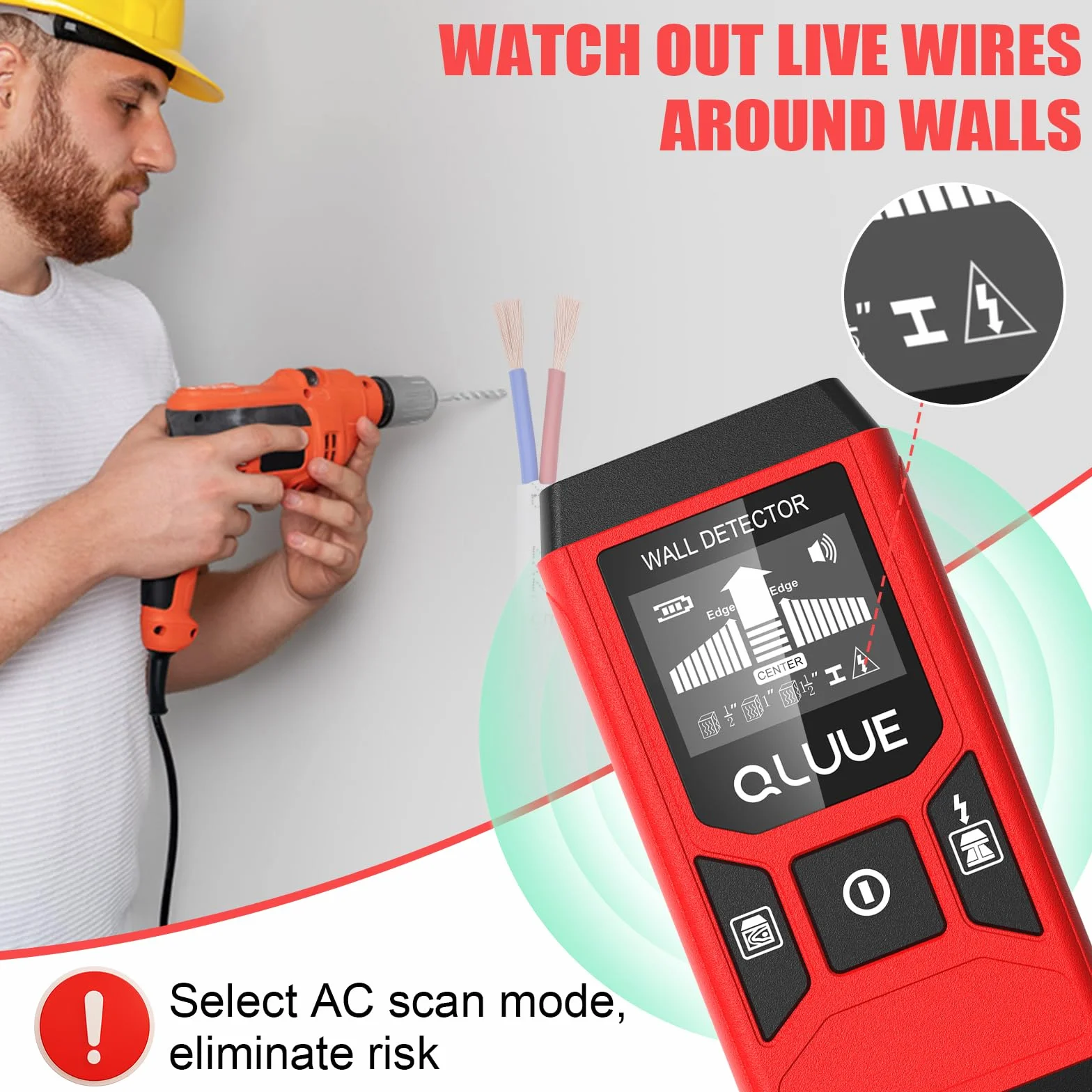 Wall Scanner Stud Finder Wielofunkcyjna wyszukiwarka studów 5 w 1 zalarmem dźwiękowym do lokalizowania linii energetycznych, drewnianych belek, metalowych rur i innych