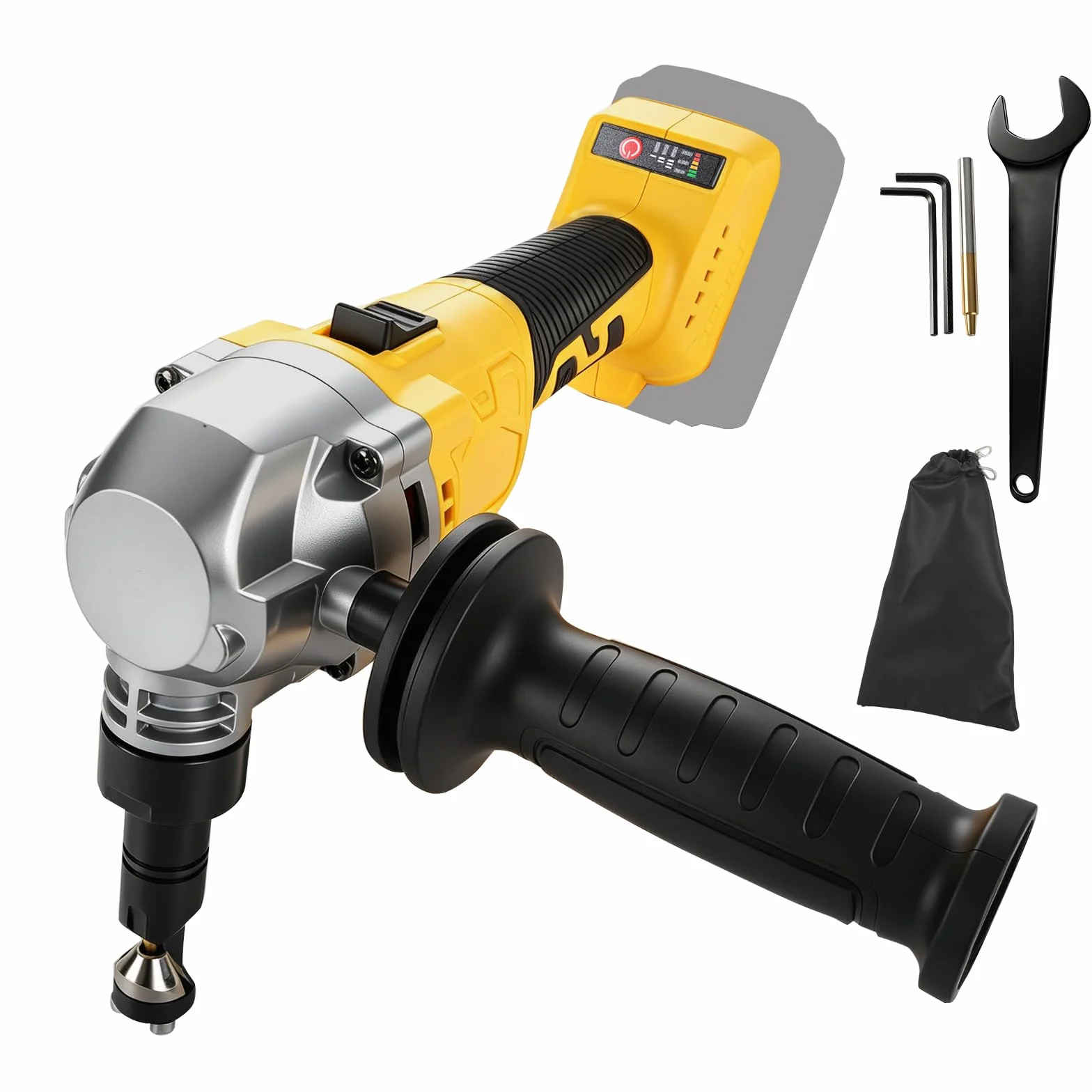 Akumulatorowe nożyce do blachy, kompatybilny z Dewalt 18/20 V, 2200 obr./min, 800 W, bezszczotkowe nożyce do metalu, obracany o 360°, 3-stopniowy stopień cięcia stali nierdzewnej, aluminium (bez