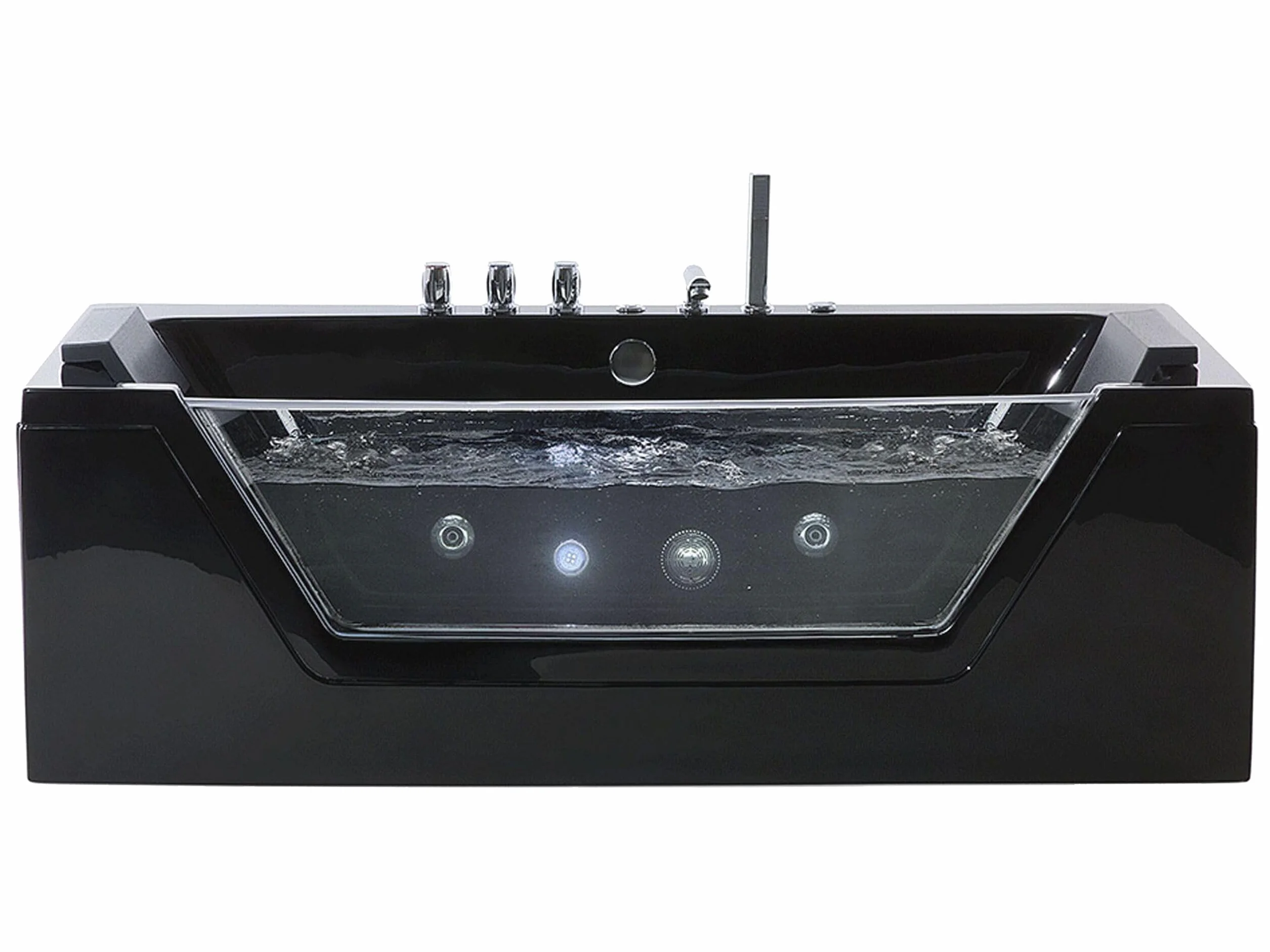 Wanna z hydromasażem czarna akrylowa LED z zagłówkami 160 x 76 cm Samana