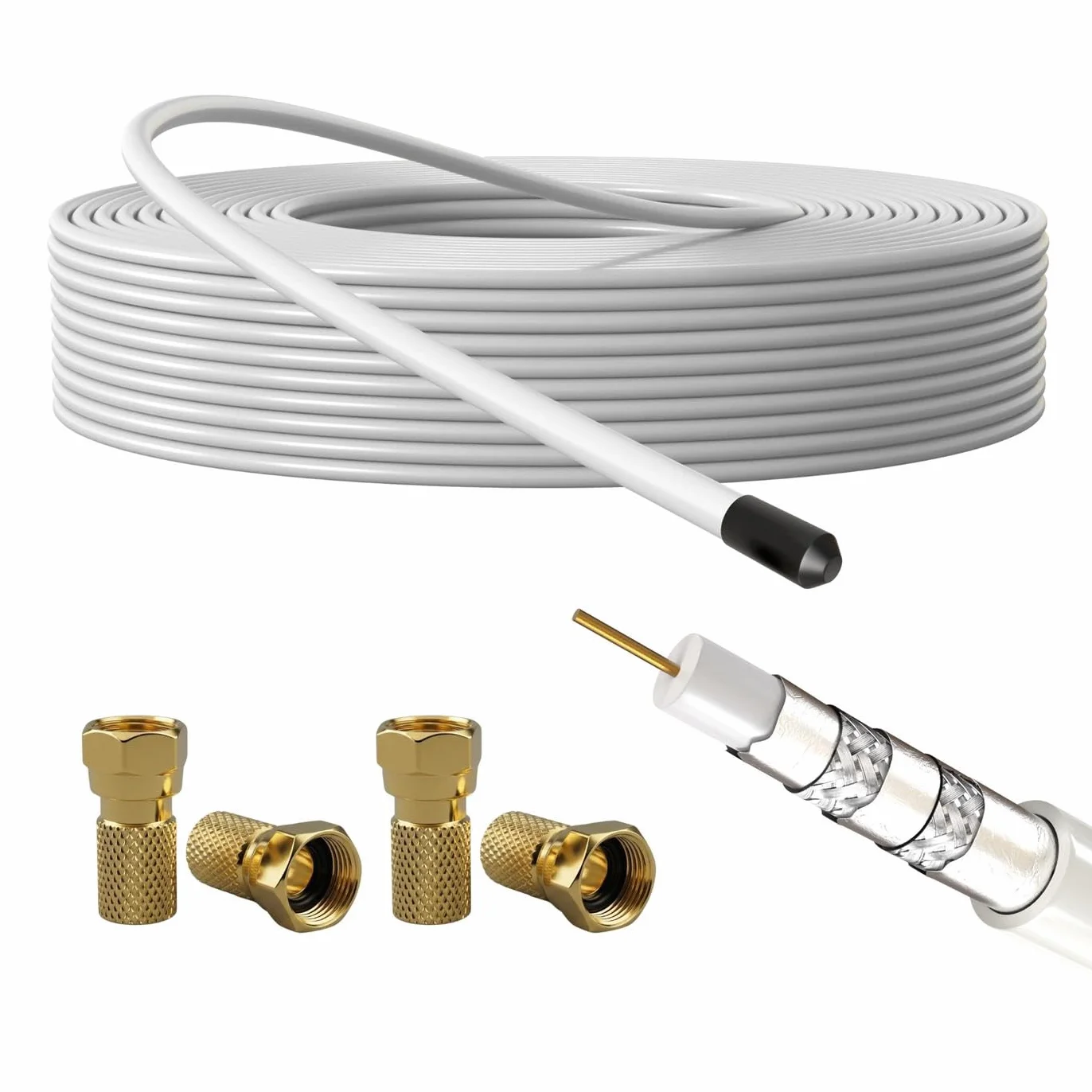 Lumonic Kabel antenowy RG6 135dB 10m 5-krotne ekranowanie koncentryczny SAT TV