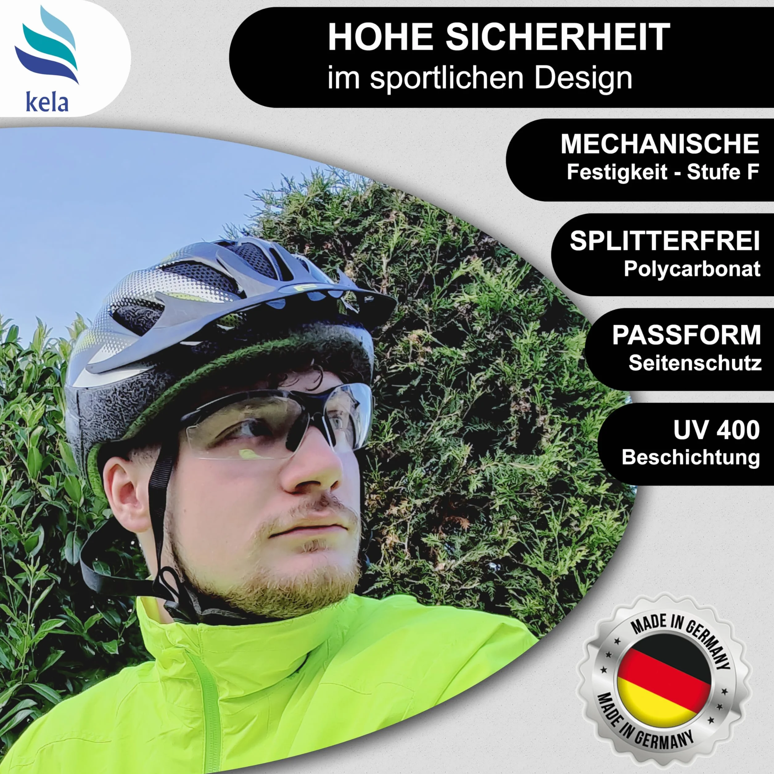 kela Zestaw 12 par okularów ochronnych SKY I 100% Made in Germany | odporne na zarysowania okulary robocze z UV400 i wbudowaną ochroną boczną I okulary sportowe z regulacją wysokości i wzdłużnie