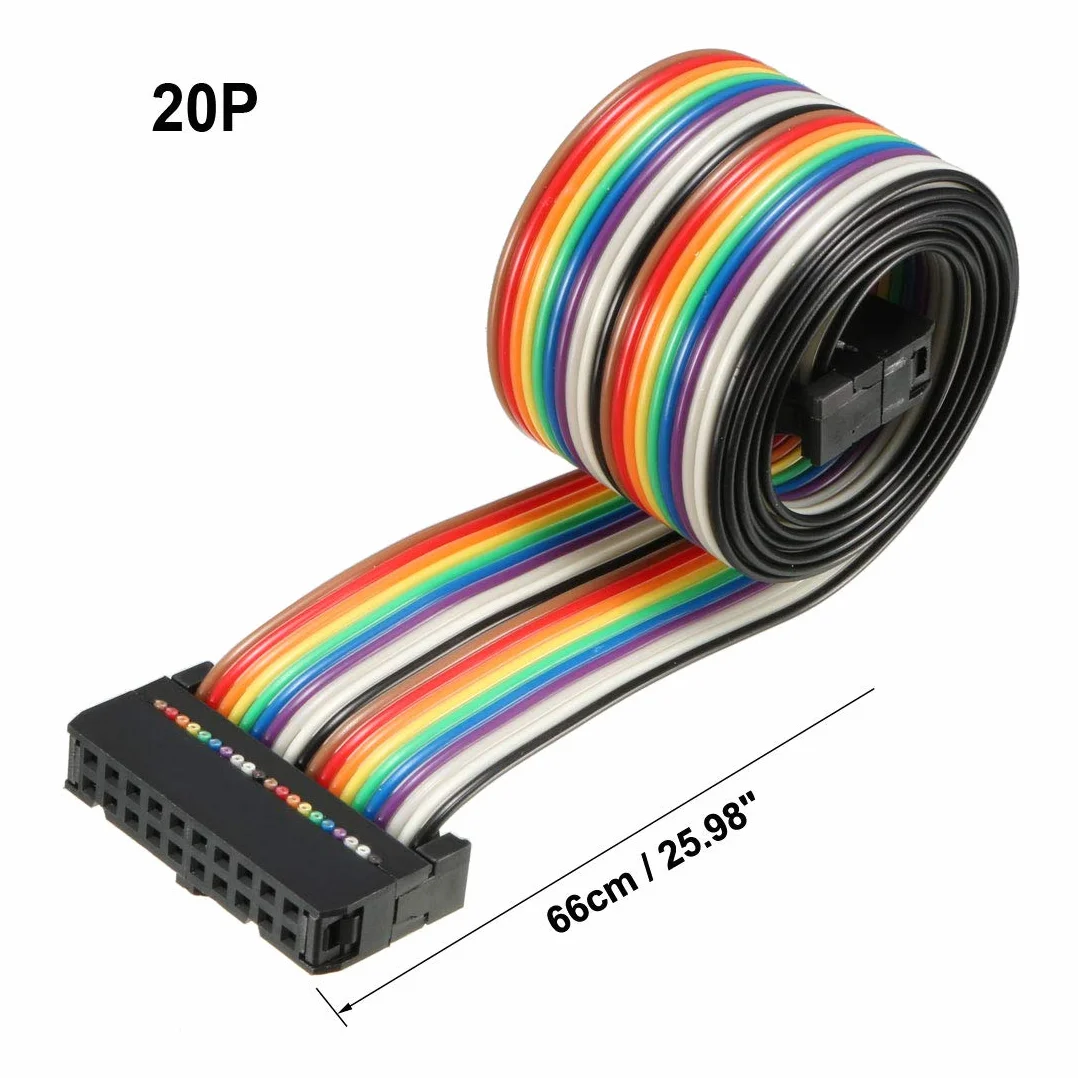sourcing map IDC 20 pin kabel płaski tęczowy 66 cm 2,54 mm Pitch