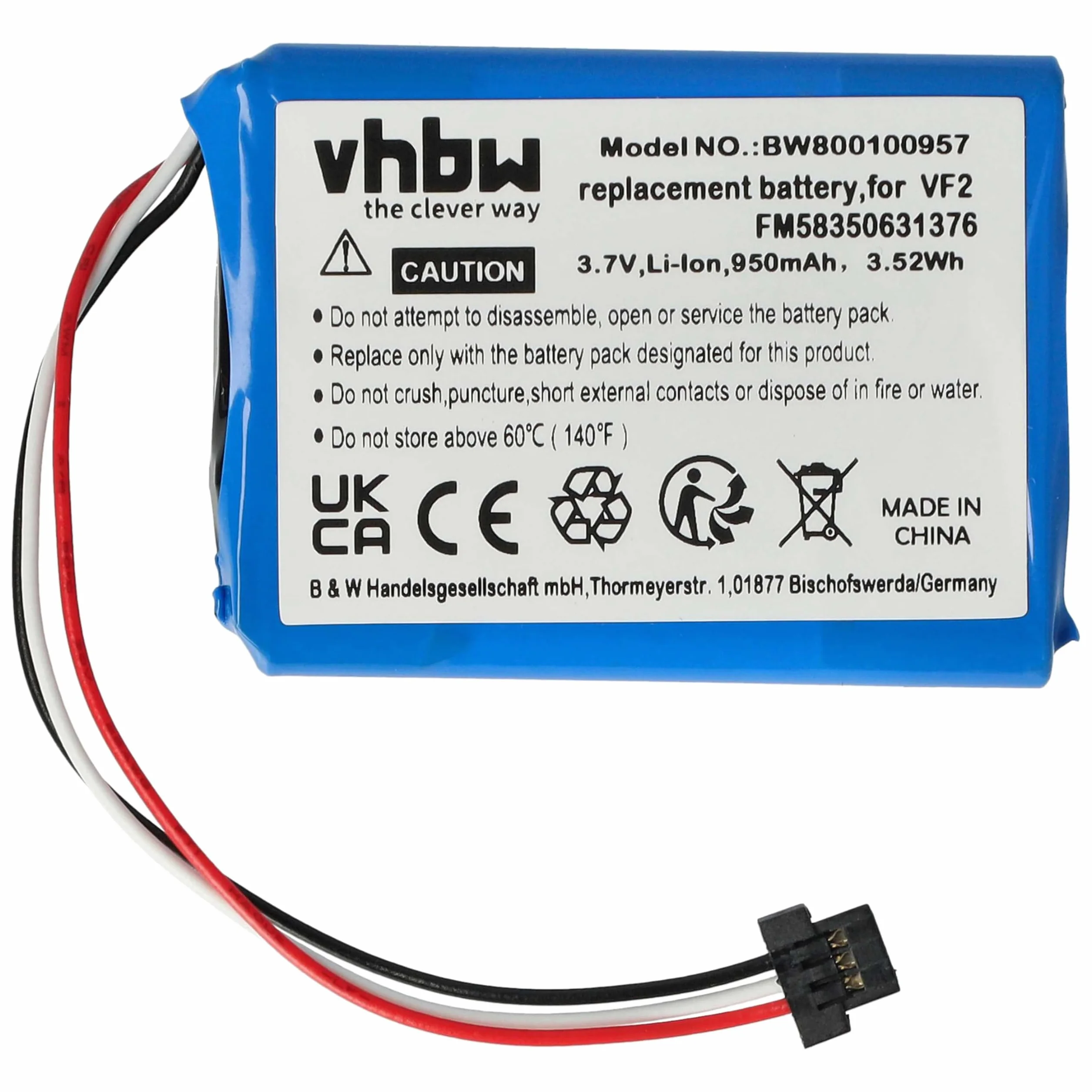 vhbw Bateria kompatybilna z TomTom Start 50, Go Live 825 Europe nawigacja GPS (950 mAh, 3,7 V, Li-Ion)