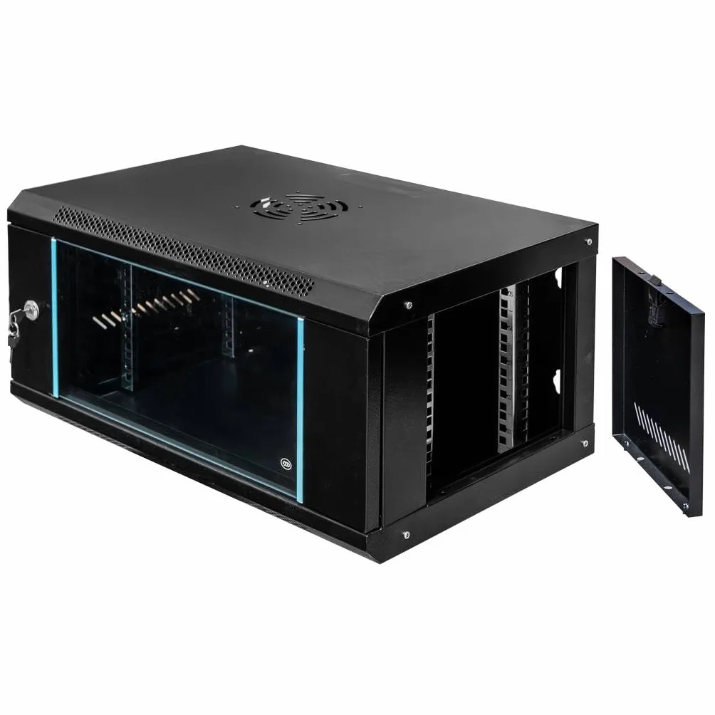 Szafa Rack 19" 6U Wisząca Serwerowa 400 mm Otwierane Boki Metalowa Czarna Mega-M