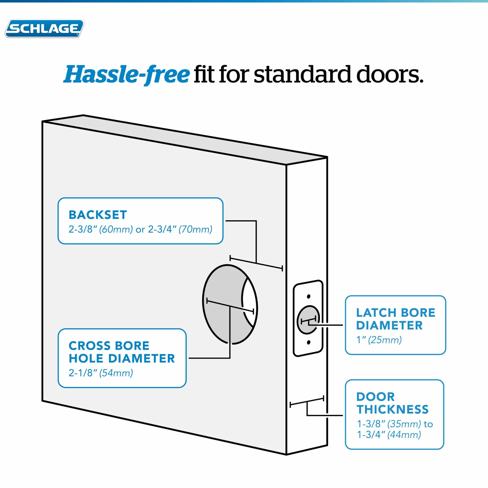 Schlage F10 GEO 622 BRK Georgian Door Knob with Brookshire Trim, Hall & Closet Passage Lock, Matte Black