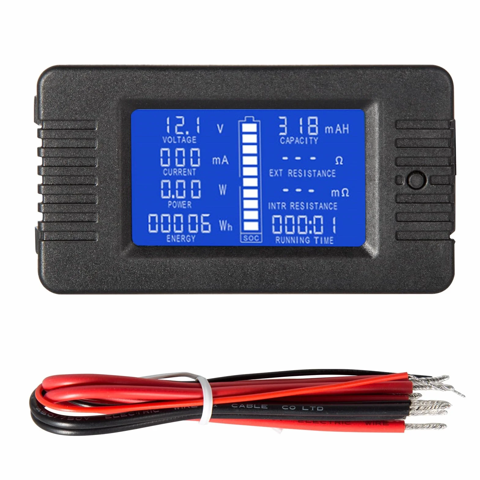 DEWIN Cyfrowy woltomierz, amperomierz, PZEM-013 DC 0-200 V 10 A, cyfrowy tester baterii, amperomierz, woltomierz, miernik mocy energii oporu
