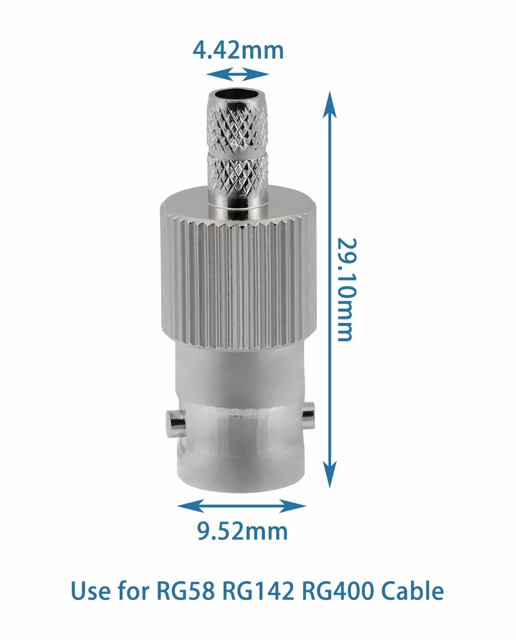 Vecys 10 PCS BNC Żeński Złącze 50 Ohm Złącze Zaciskane dla RG58 RG142 RG400 VLMR195 RF Koncentryczny Kabel