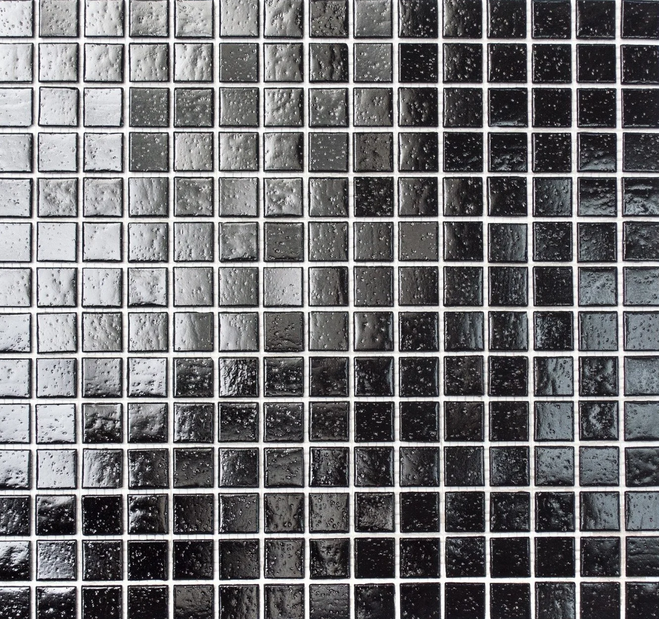 Płytki mozaikowe czarne do podłogi, ścian, łazienki, toalety, prysznica, kuchni, lustro płytkowe, okładzina, wymiary maty: 327 x 305 = 0,10 m², rozmiar kamienia: 20 x 20 x 4 mm - 1 mata