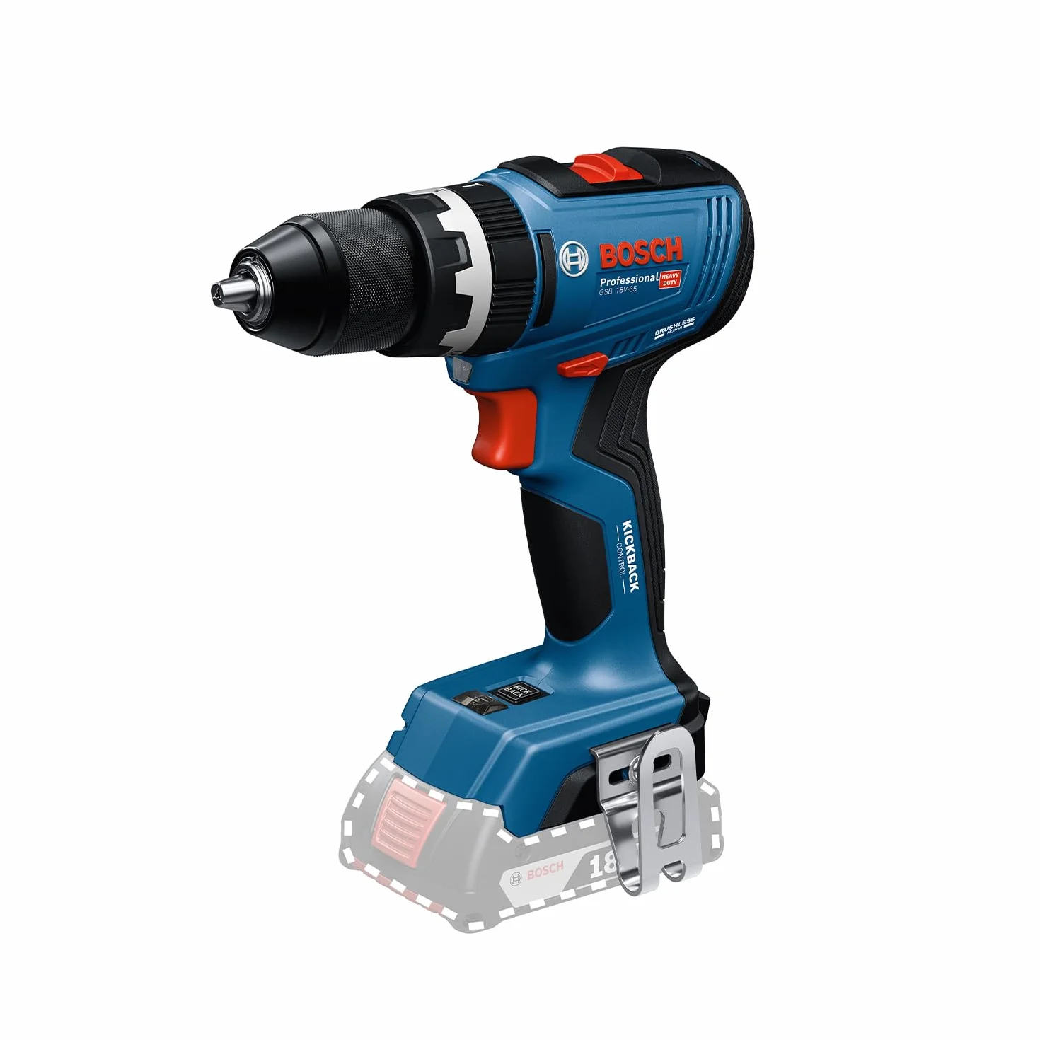 Bosch Professional 18 V firmy Bosch: wiertarko-wkrętarka akumulatorowa GSB 18V-65 (silnik bezszczotkowy, długość korpusu 175 mm)