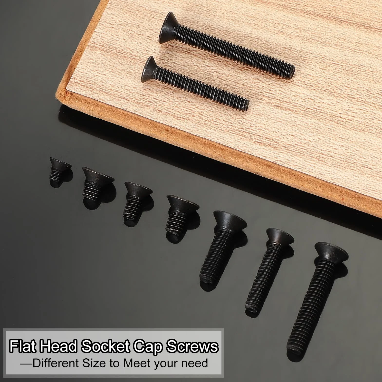PATIKIL #6-32 x 3/8" Śruby z łbem płaskim z łbem sześciokątnym, 20 sztuk śrub z łbem płaskim z łbem sześciokątnym z pełnym gwintem śruby maszynowe z pełnym gwintem Unc tlenek czarny klasa 10,9