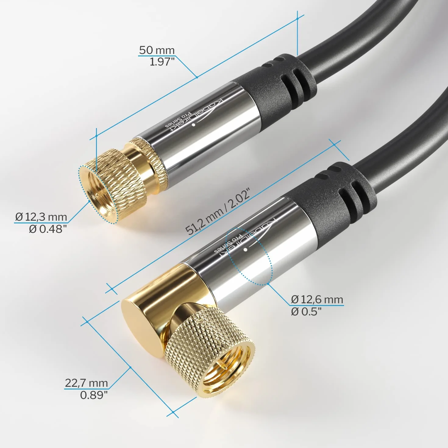 KabelDirekt Kabel Antenowy Koncentryczny 3m 4K TV F-SAT 90°/prosty DVB-T/C/S/S2