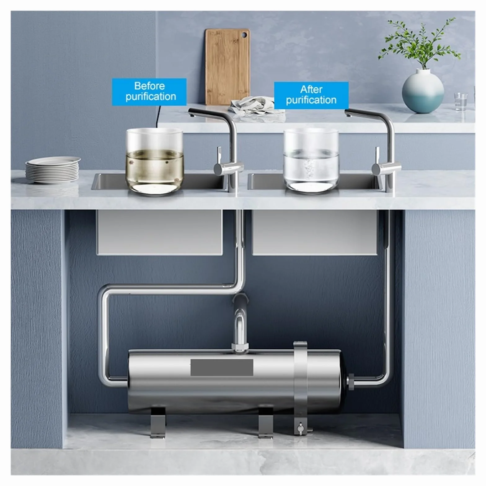 PVDF Ultrafiltracyjny oczyszczacz wody System filtrów do wody ze stali nierdzewnej 1000L, zmywalna membrana 0,01 μm