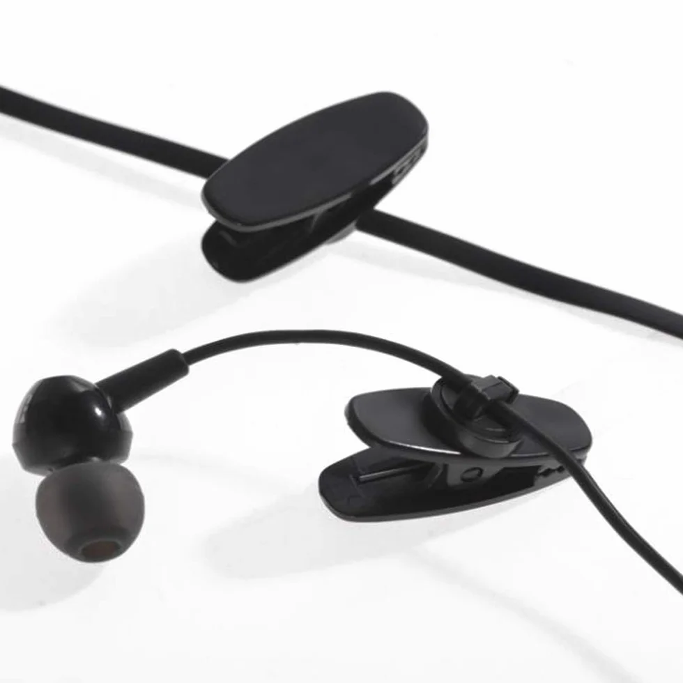 10 klipsów do słuchawek, obracany o 360 stopni, kabel do montażu na ubrania, dla większości zestawów słuchawkowych Monster, Sony, Sennheiser i Plantronics (czarne)