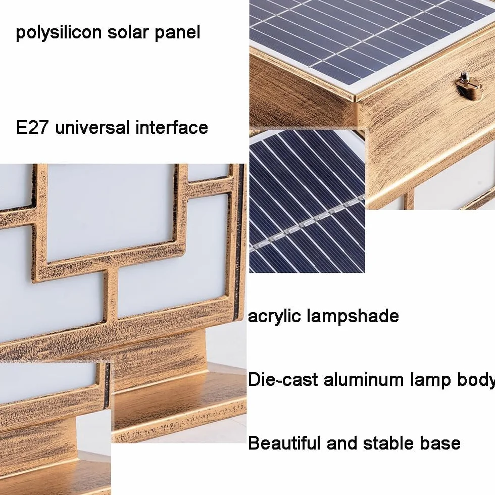 Solarne wodoodporne lampy słupkowe zewnętrzne oświetlenie ogrodzeniowe oświetlenie dekoracyjne willi oświetlenie krajobrazu oświetlenie tarasu ogród(Bronze,30CM)
