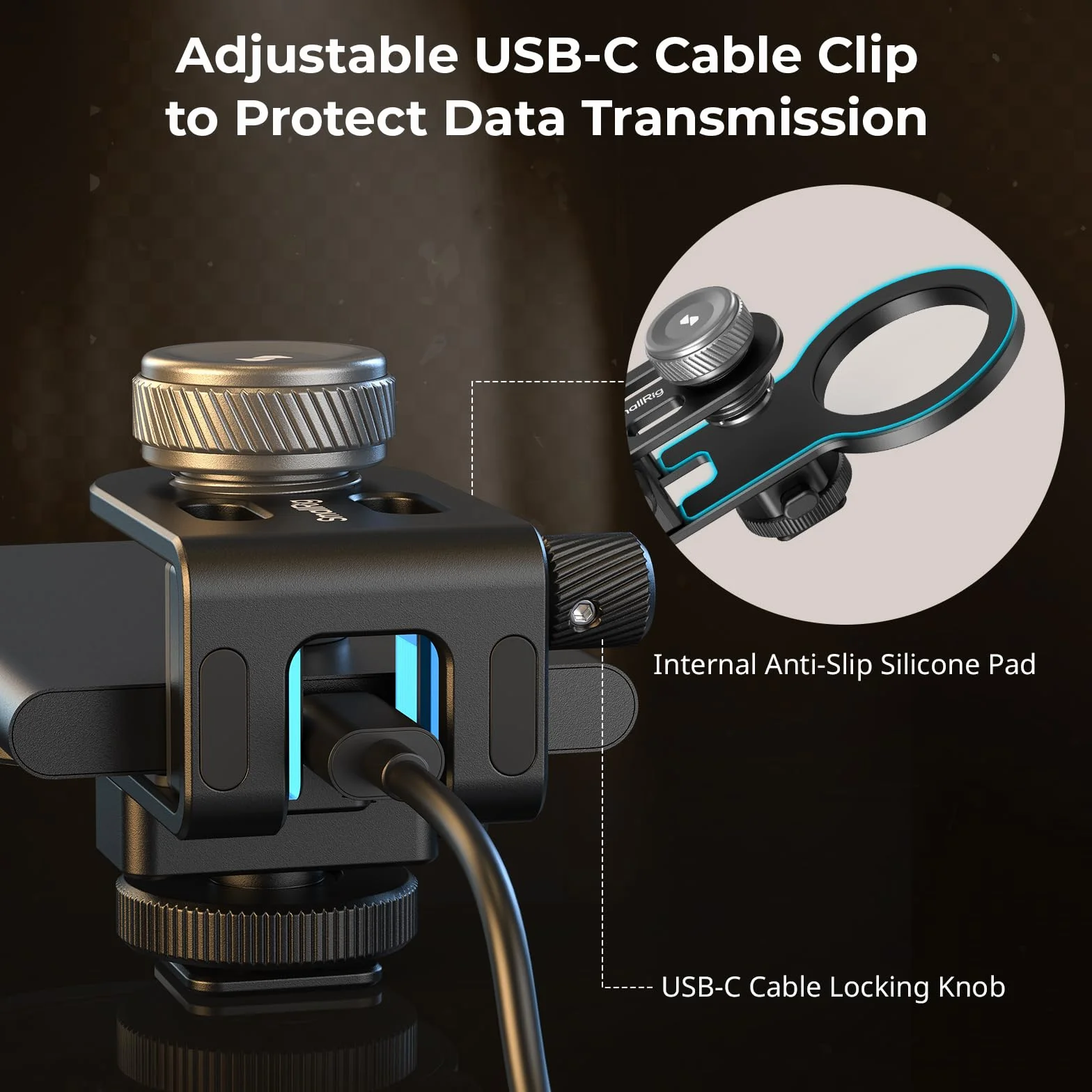 SMALLRIG SSD Holder 2-in-1 SSD Mount Bracket for MagSafe with Cold Shoe Cable Clamp, Kompatybilny z Dyskami SSD o Grubości 0,3–0,6 cala do Dysków SSD Samsung T5 T7, do Dysków SSD SanDisk - 4779