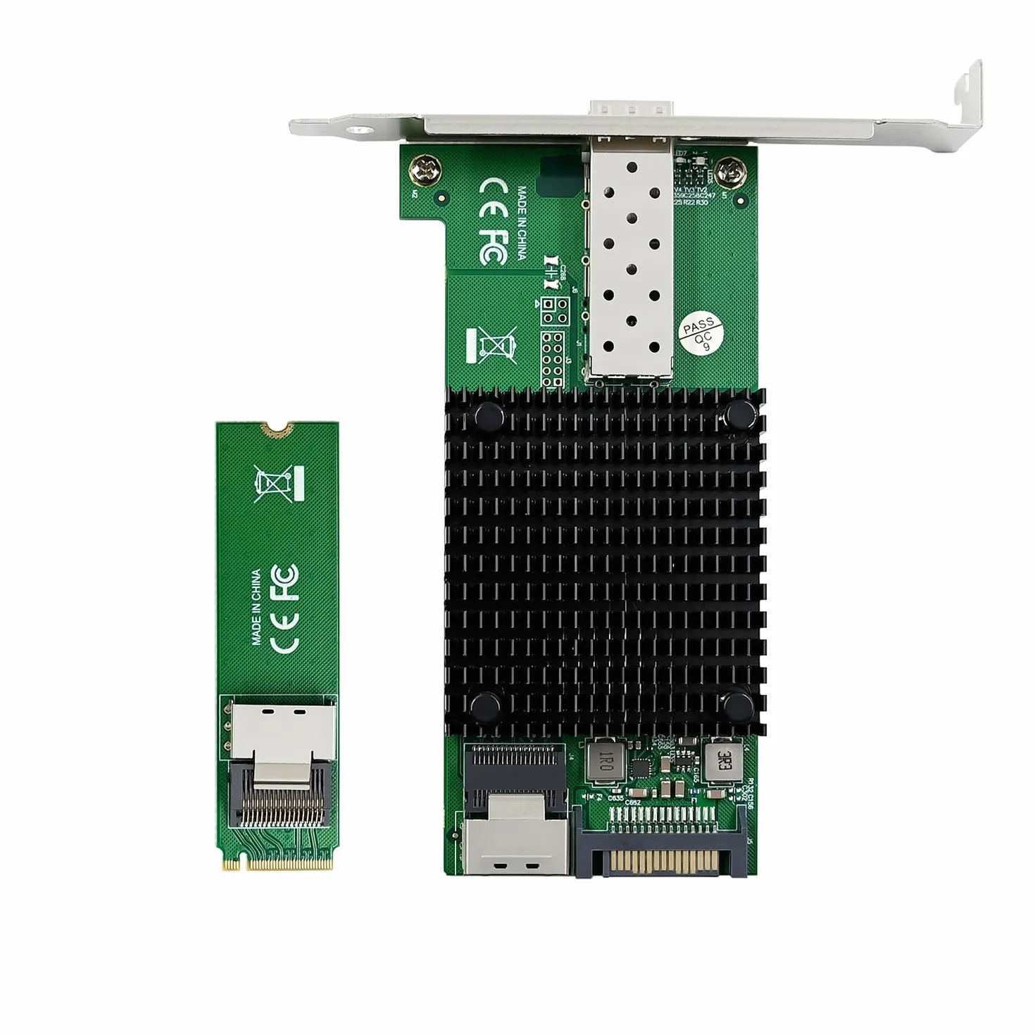 Karta Netwrok M.2 NVMe 10G (klucz M SFP+ PCIe X4, z kontrolerem Intel 82599(X520-DA1), karta sieciowa 10 GB RJ45 Ethernet, z kablem SFF-8087, obsługą PXE i UEFI