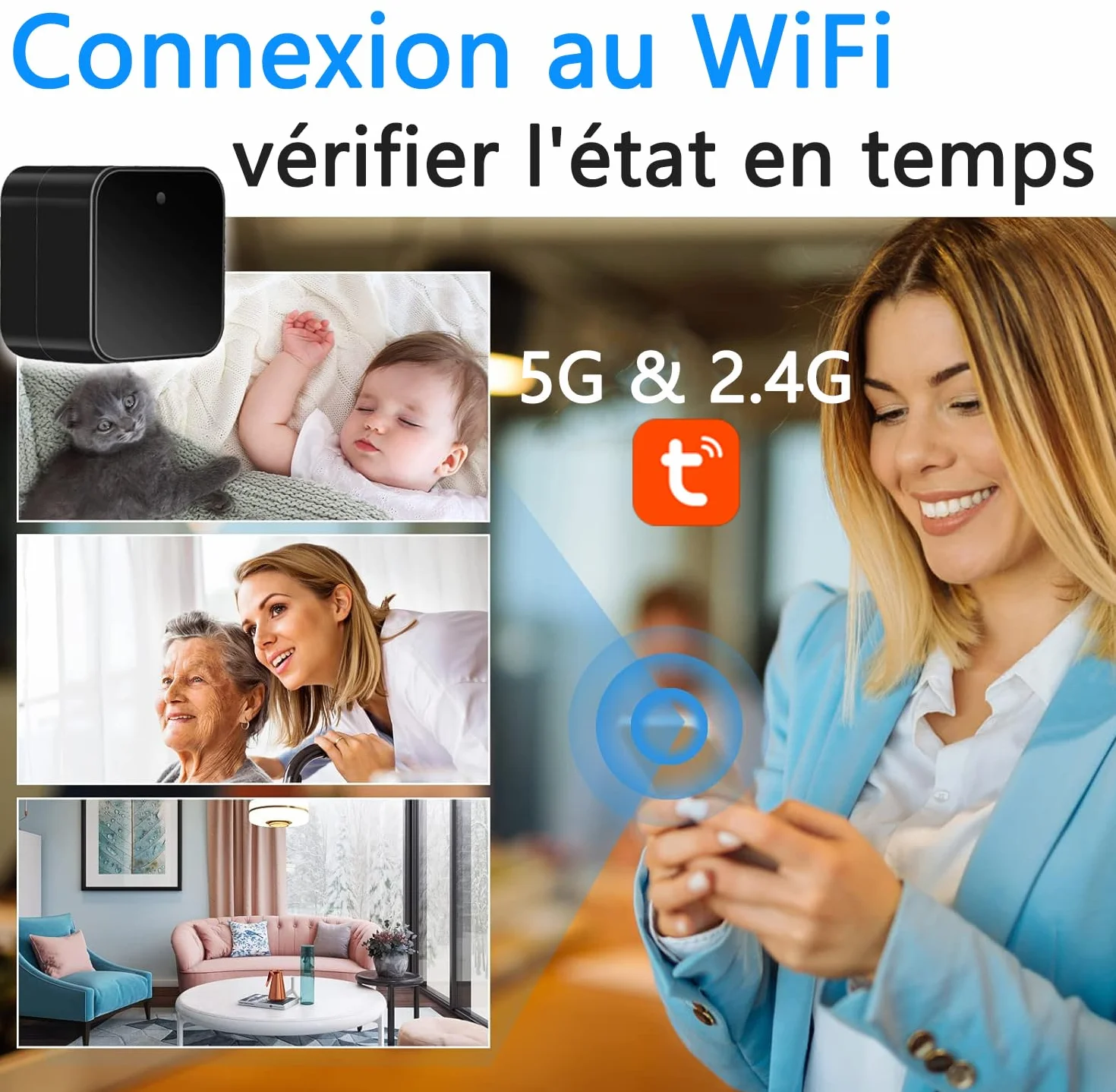 Mini ukryta kamera szpiegowska 5G/2,4G HD 1080P z wykrywaniem ruchu i przechowywaniem w chmurze