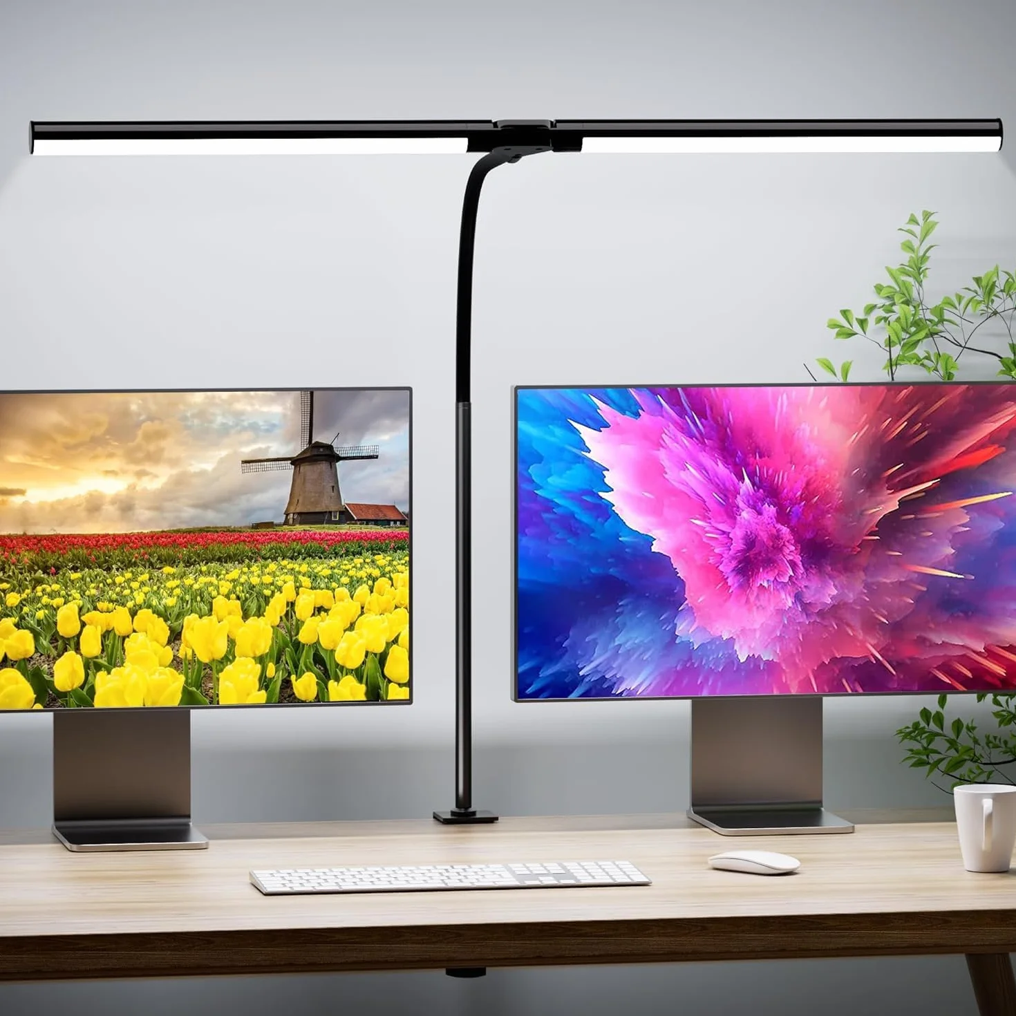 Quntis LED Lampa biurkowa 80cm, podwójnie składany niebieski pasek świetlny, mocna regulowana lampa do ekranu komputera, architektoniczna lampa stołowa do czytania, komputerowy pasek świetlny 15W