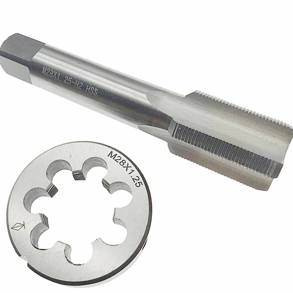 Zestaw gwintowników i narzynek M28 x 1,25, prawy, prosty, rowkowany, narzędzie do gwintowania, gwintownik M28 x 1,25, narzędzie ręczne, gwintownik i narzynka M28 x 1,25, prawy