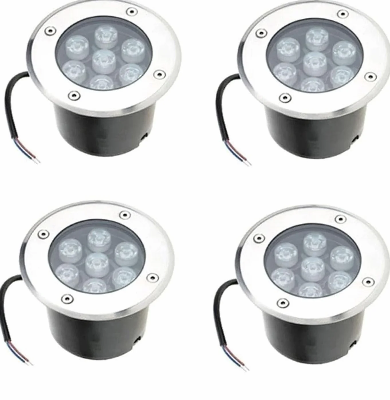 4szt. Oświetlenie Krajobrazowe LED Naziemne – Zewnętrzne Do Wkopywania, Wodoodporne, Nisko Osadzone Reflektory IP67, Podziemne LED 7W, Wpuszczane, Ogrodowe Z Lampą Wpuszczaną(Blue,7W(85-245V))