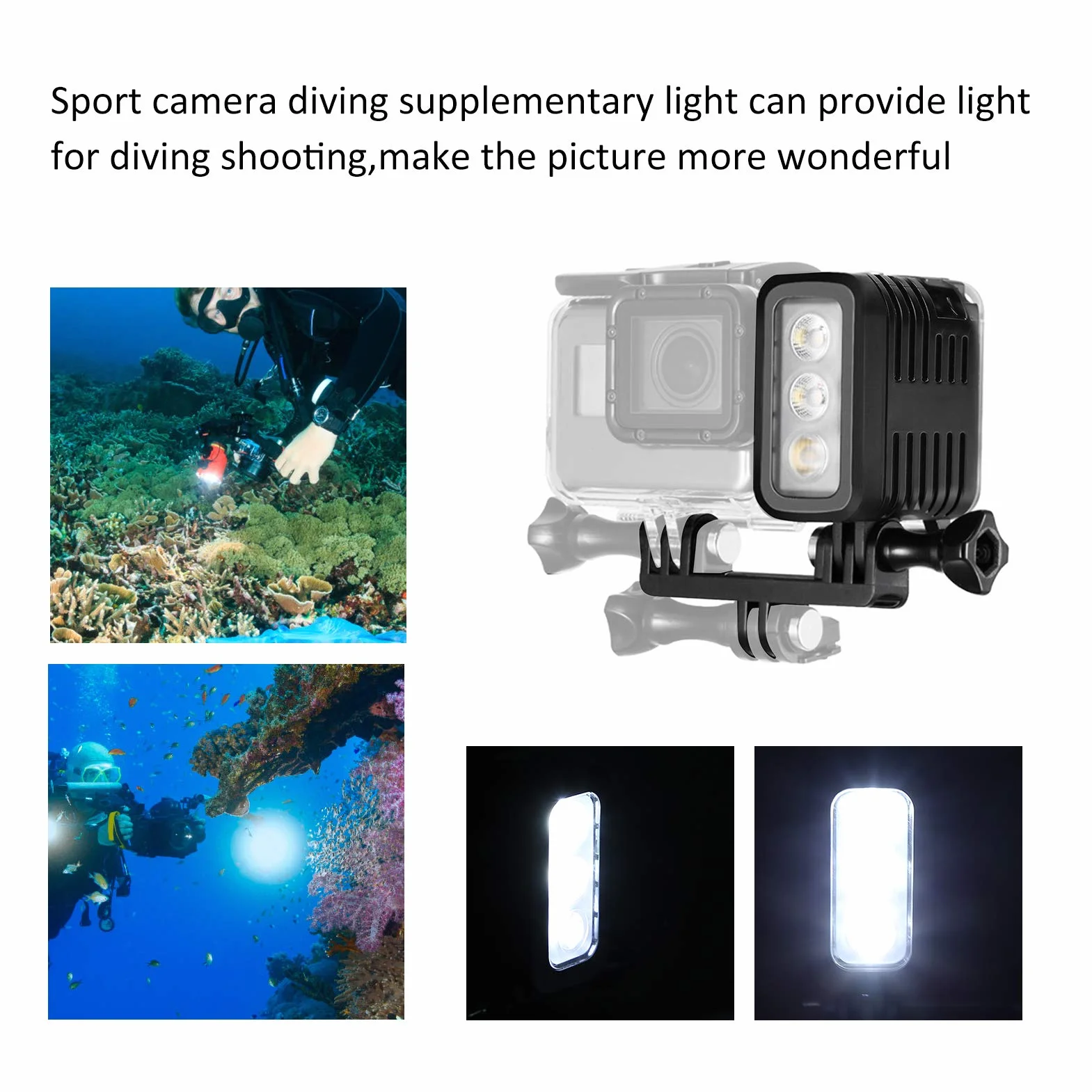 Nurkowanie Światło Wypełniające LED 30M Wodoodporne Podwodne do GoPro HERO 4