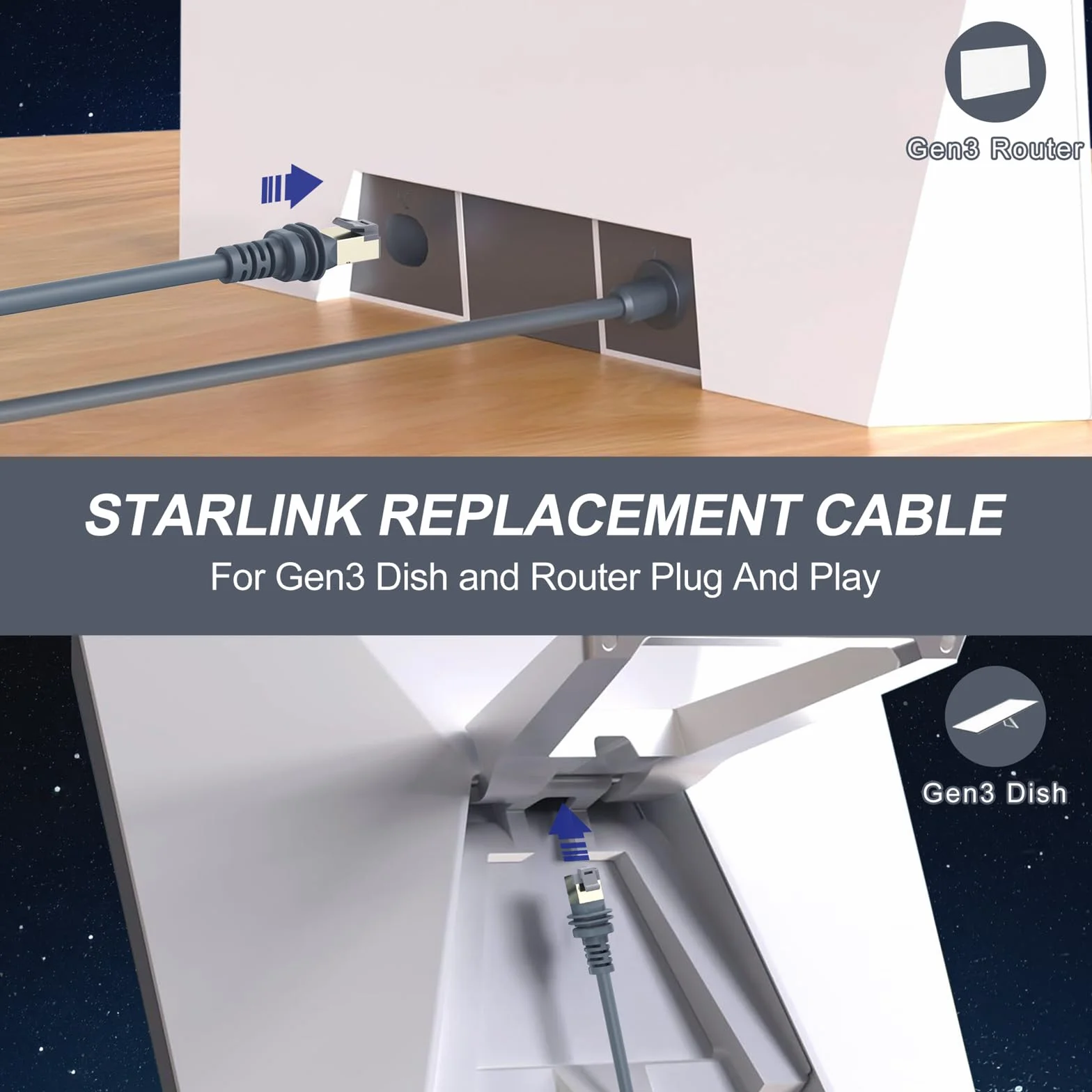 Przedłużacz Starlink 3 generacji wodoodporny 23 m Standard Gen 3 V3