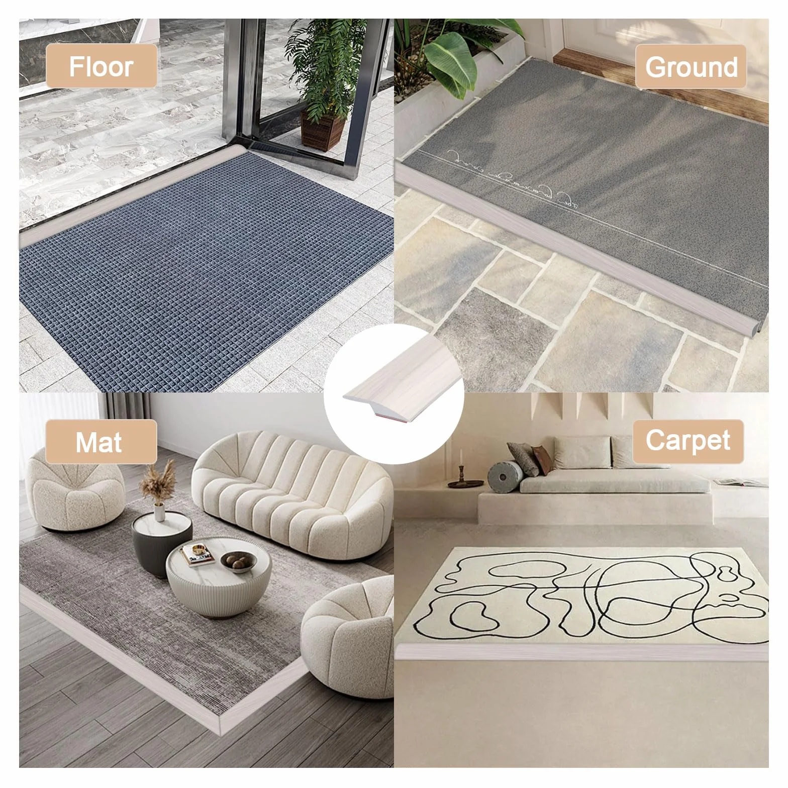 Listwa progowa, samoprzylepna, końcówki do dywanów, listwy wykończeniowe, listwa aluminiowa do wykładziny podłogowej z wykładziną progową o wysokości przejścia mniejszej niż 5 mm (3 metry,szare)