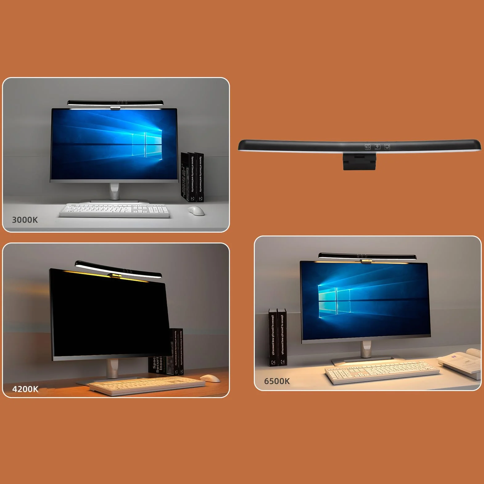 Zakrzywiona Lampa Monitora USB C, Bezstopniowe Przyciemnianie, 3 Temperatury Barwowe, Sterowanie Dotykowe, Asymetryczne Źródło Światła