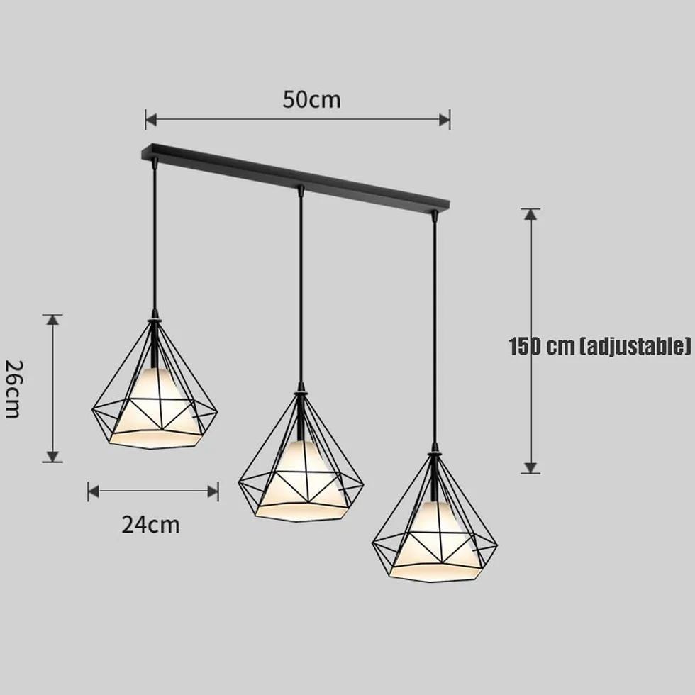 Czarny 3-punktowy żyrandol do jadalni, oświetlenie wiszące nad stołem Żyrandole Led z kloszem latarni Oprawa oświetleniowa w stylu vintage z wyspą kuchenną/prostokątna