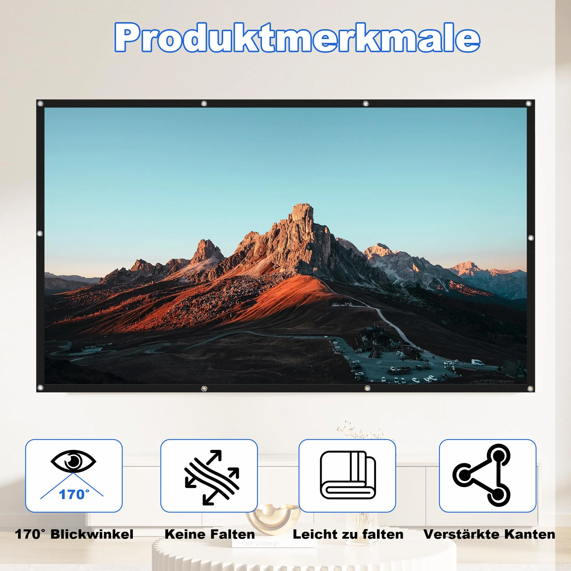 Płótno do projektora 100 cali, ekran projekcyjny HD 16:9, składany, przenośny