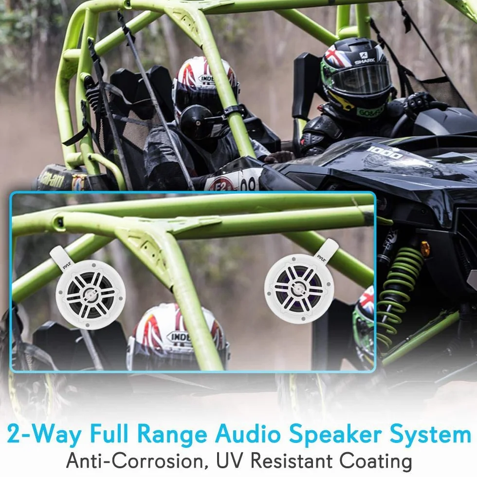 Pyle PLMRWB45W Waterproof Marine Wakeboard Tower Speakers 4 Inch Dual Subwoofer 300W Boat Audio System